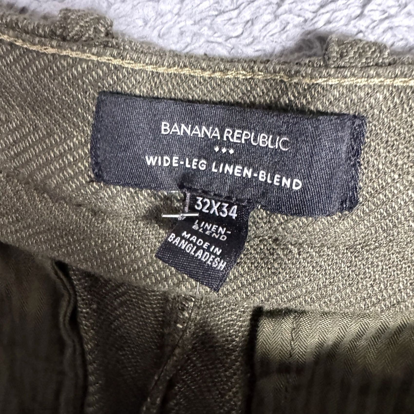 Banana Republic Banana Republic Women Wide Leg Pant High Rise Herringbone Green Linen Blend 32x34 Size 24" / US 00 / IT 34 - 5 Thumbnail