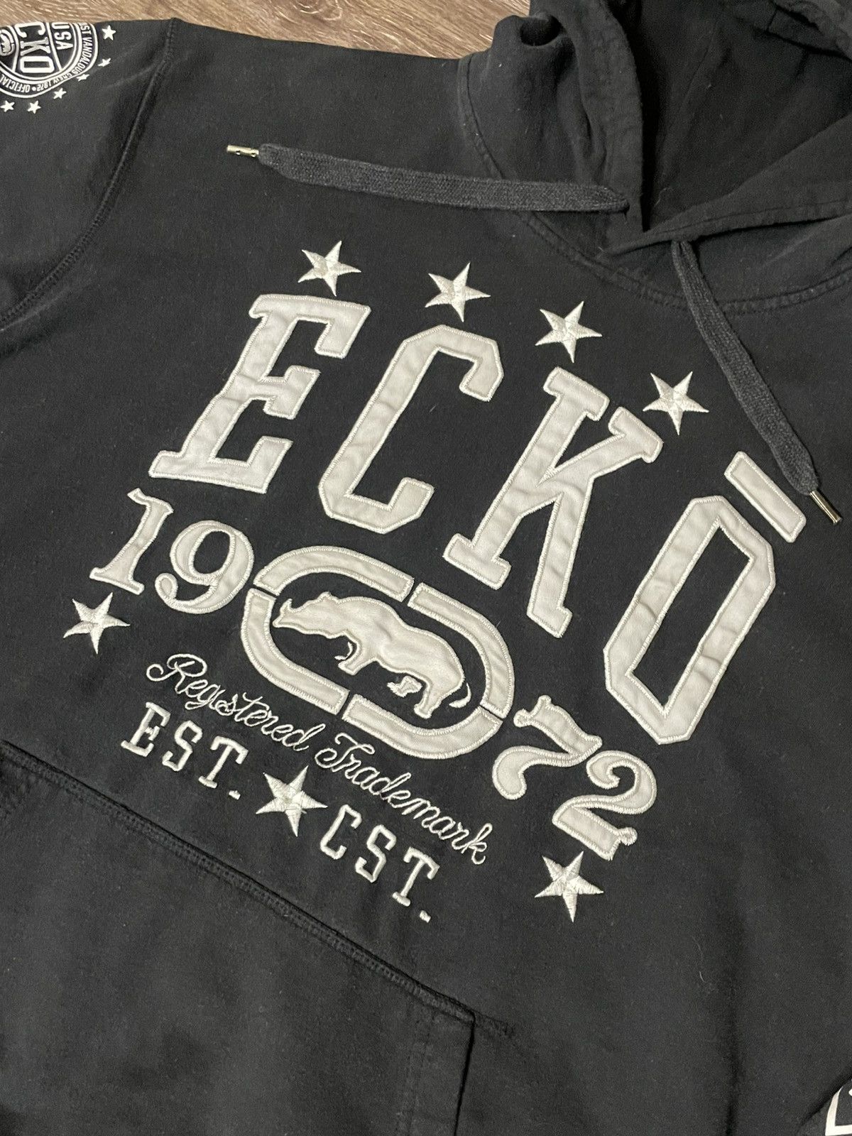 Ecko Unltd. Y2K 2000s Ecko Unlimited Pullover Black Washed Hoodie Size US XL / EU 56 / 4 - 3 Thumbnail
