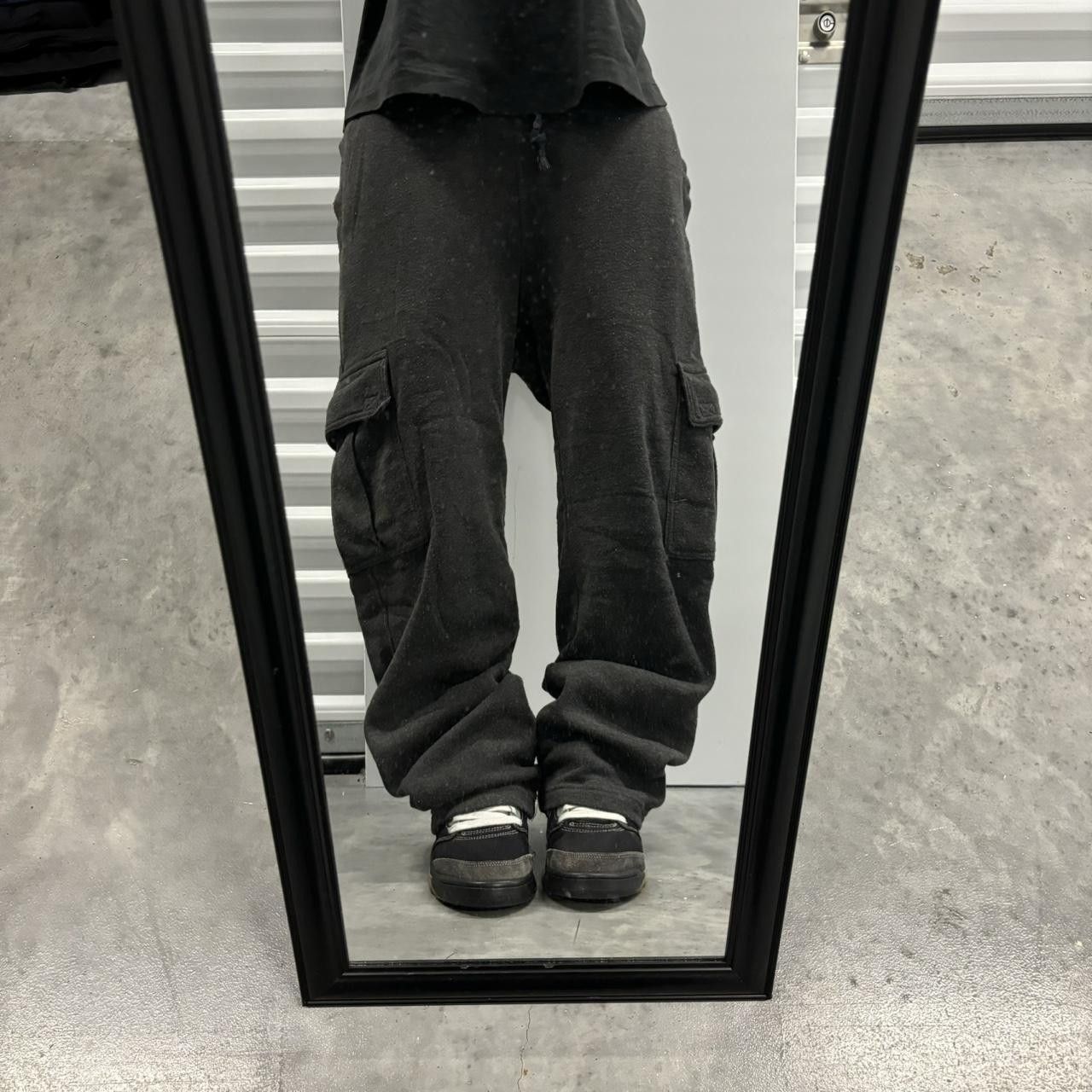 Japanese Brand × Vintage Crazy Vintage Y2K/2000s Dark Grey Skater Cargo Sweatpants! Size US 30 / EU 46 - 1 Thumbnail