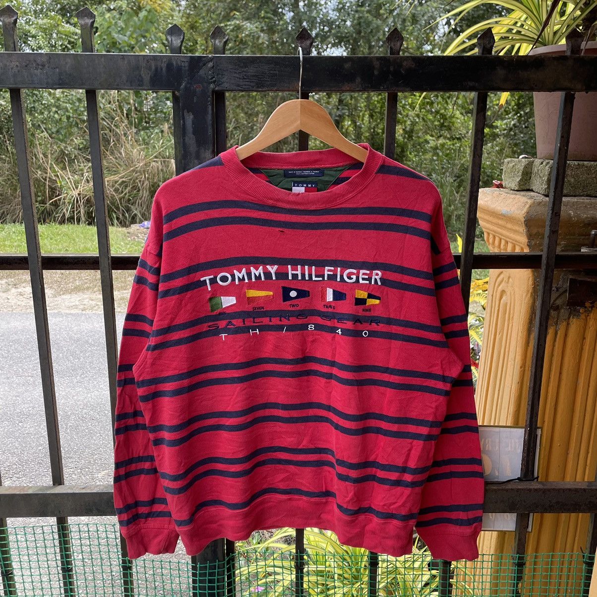 Tommy Hilfiger × Vintage 🔥Vintage Tommy Hilfiger Sailing Gear Striped Sweatshirts Size US M / EU 48-50 / 2 - 1 Thumbnail