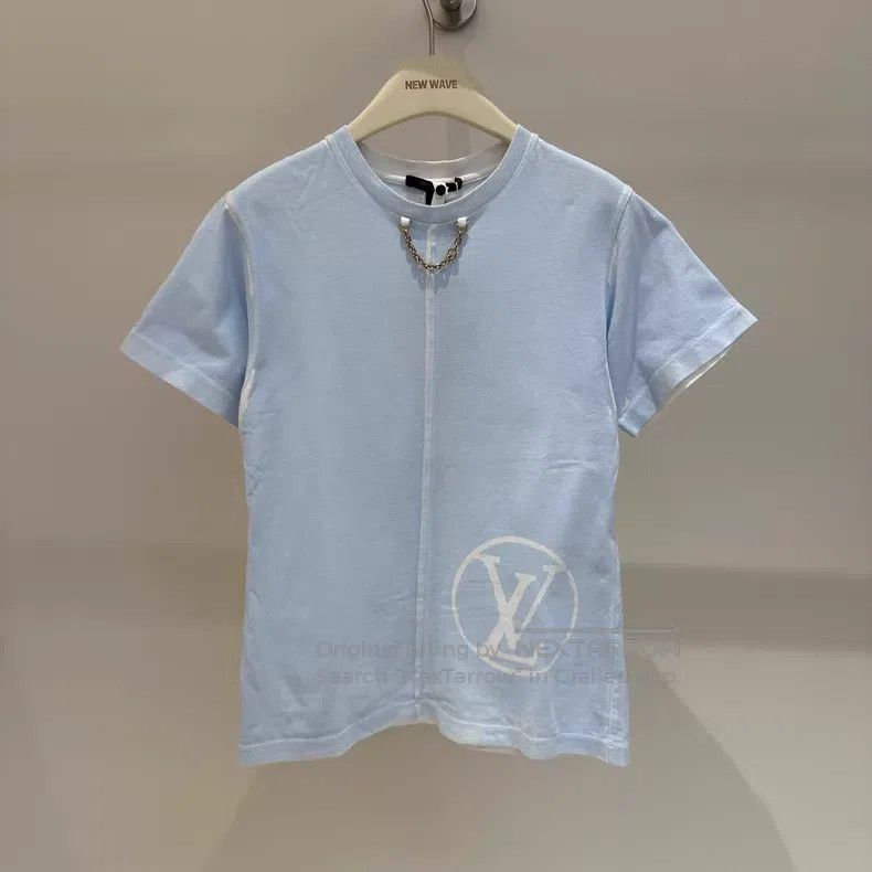 Louis Vuitton Louis Vuitton Blue chain logo printed short sleeves Size XS / US 0-2 / IT 36-38 - 1 Thumbnail