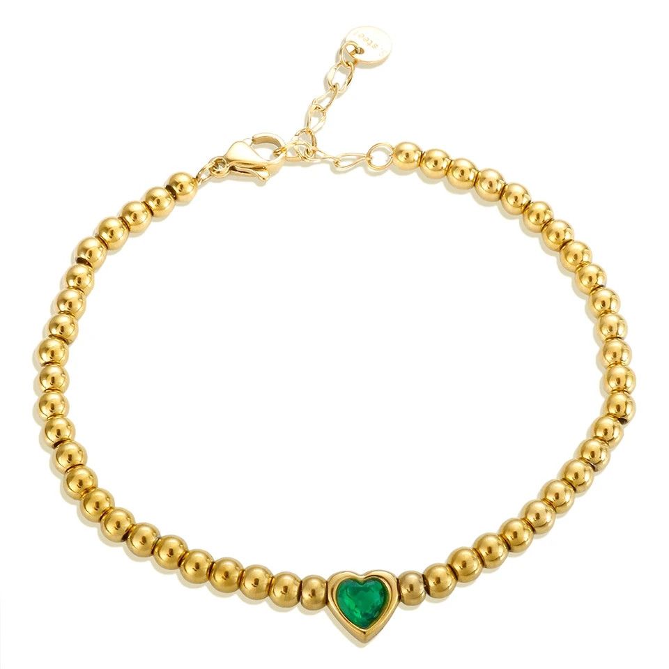 Jewelry Round Bead Ball Love Crystal Inlaid Bracelet 18k Size ONE SIZE - 4 Thumbnail