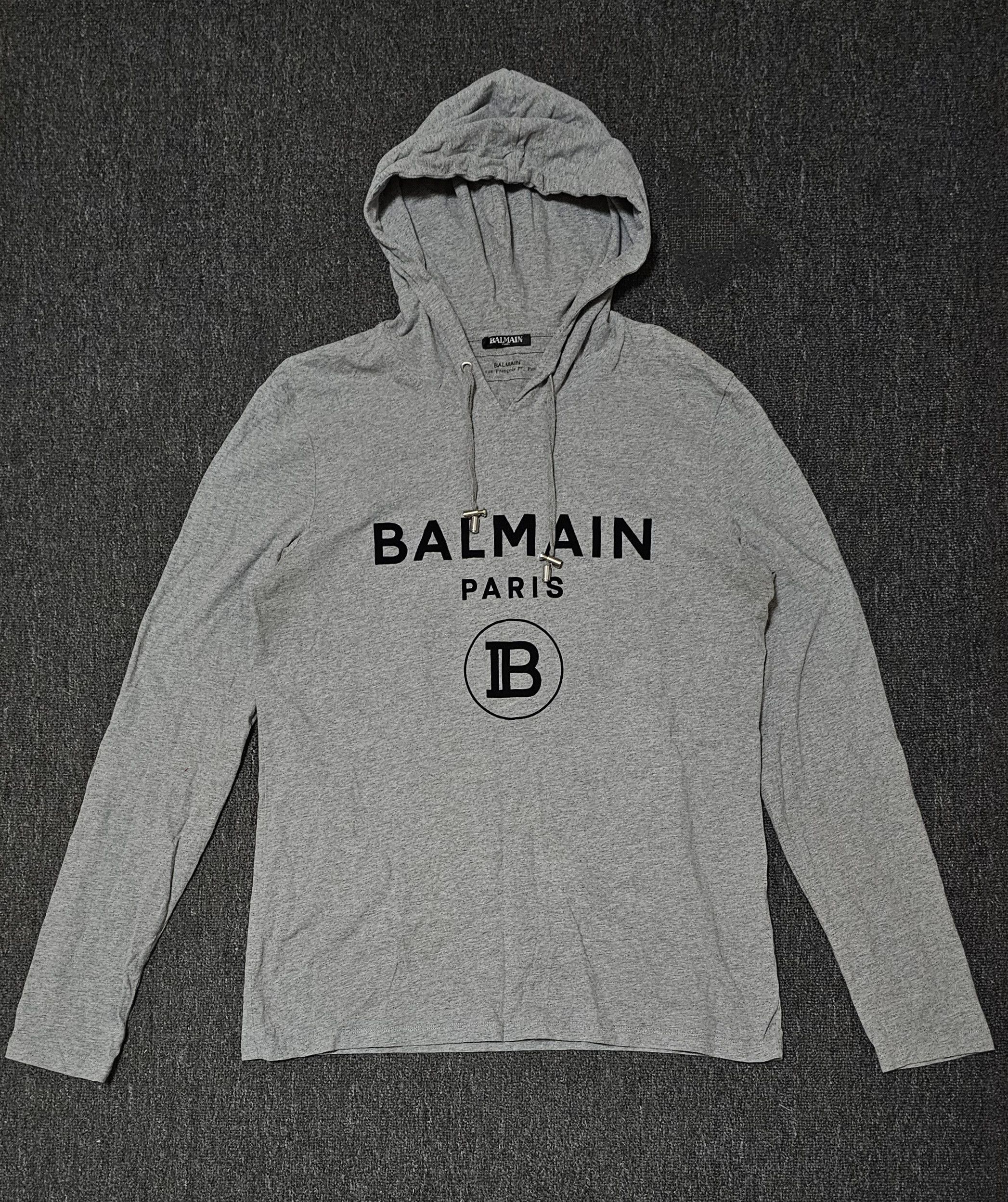 Balmain Men's Long-Sleeve Hooded T-Shirt Size M