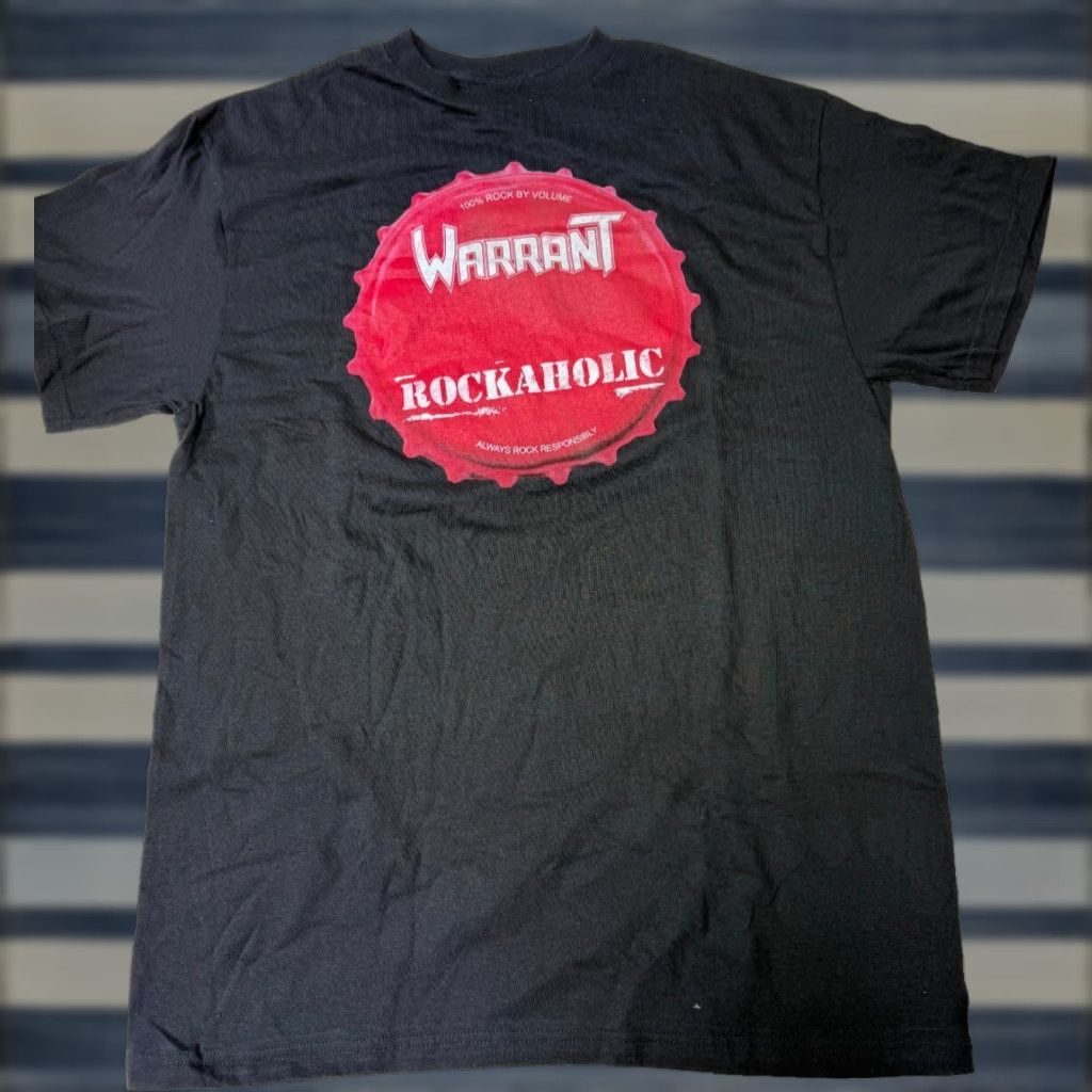 Vintage WARRANT Rock Band T-Shirt Rockaholic Large Short Sleeve Crew Neck Black Mens/Unisex Adults Shirt Size US L / EU 52-54 / 3 - 1 Thumbnail