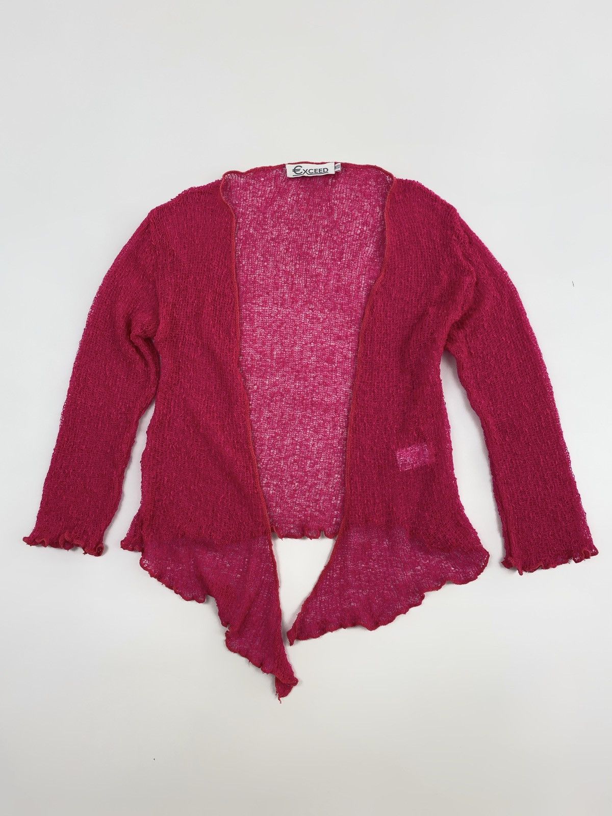 Vintage Y2K Vintage Pink Mesh Knit Wrap Bolero Shrug Top Cardigan Size ONE SIZE - 4 Thumbnail
