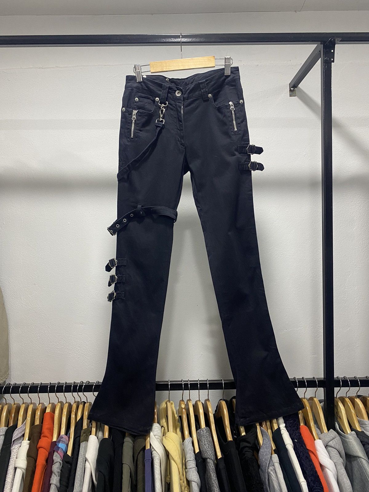 Japanese Brand Sick☠️ Corvo Bianco Flare Bondage Punk Grunge Lgb Gothic Size US 26 / EU 42 - 2 Thumbnail