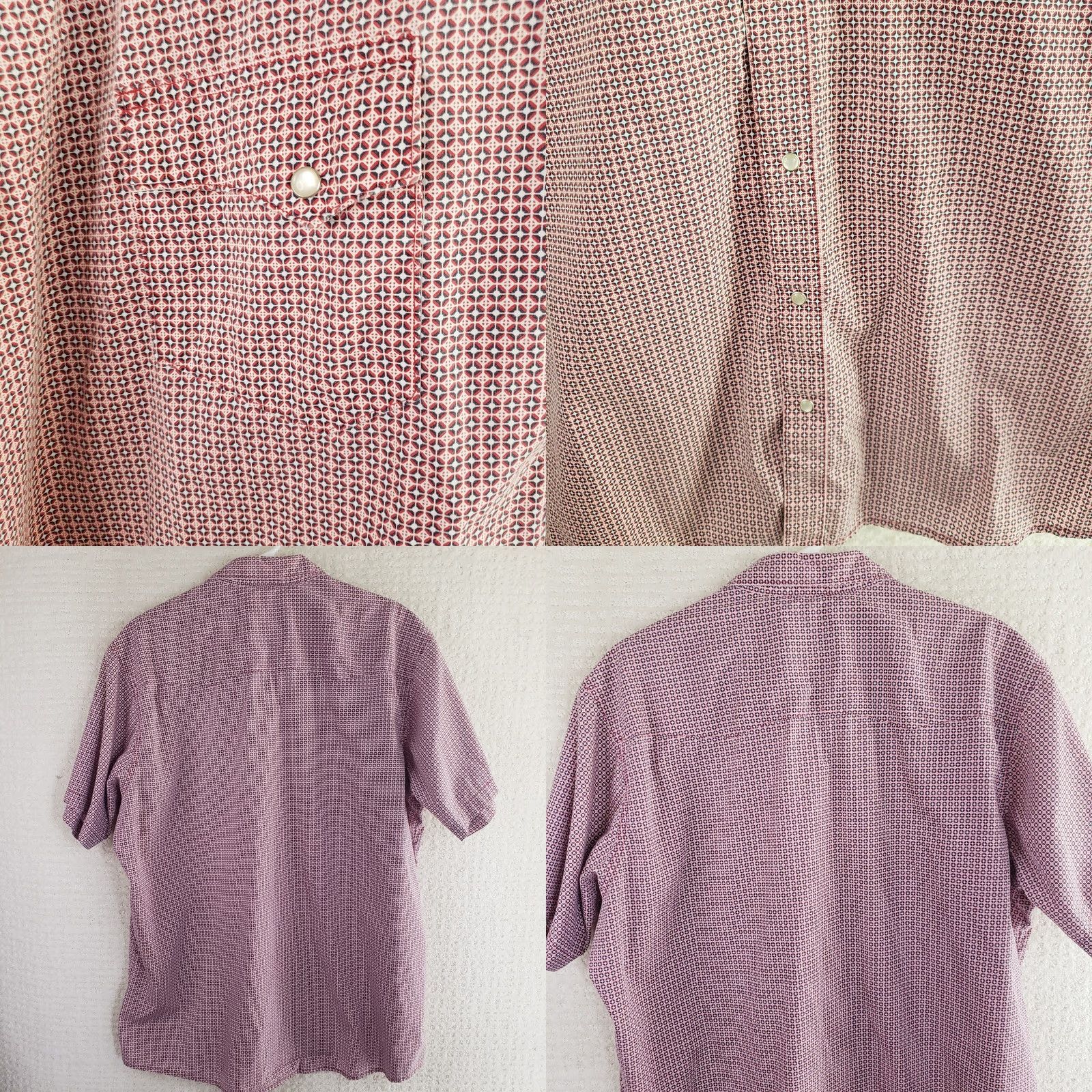 Wrangler VINTAGE Wrangler Shirt Men 2XT Red Geometric Pearl Snap Wrancher Pockets ShortS Size US XXL / EU 58 / 5 - 8 Thumbnail