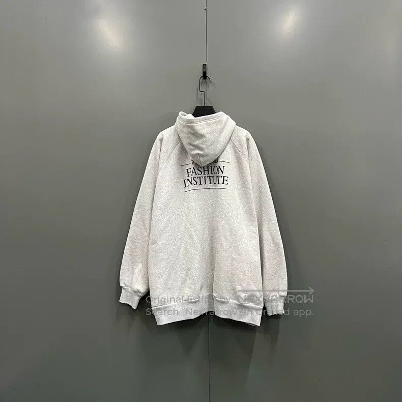Balenciaga Balenciaga Grey Printed Logo Zip-Up Hoodie Size US L / EU 52-54 / 3 - 2 Thumbnail