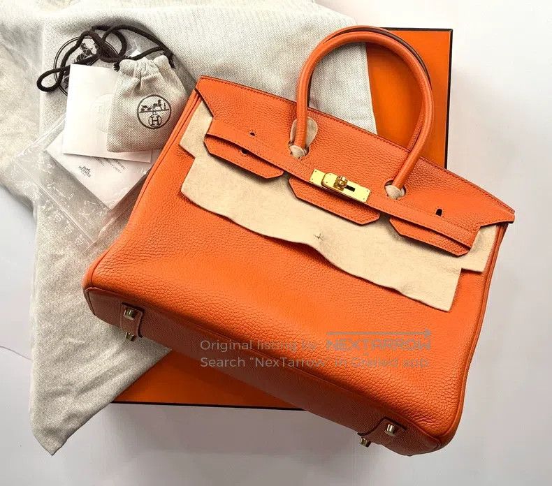 Hermes Hermes Orange gold button frame O engraving Size ONE SIZE - 9 Thumbnail