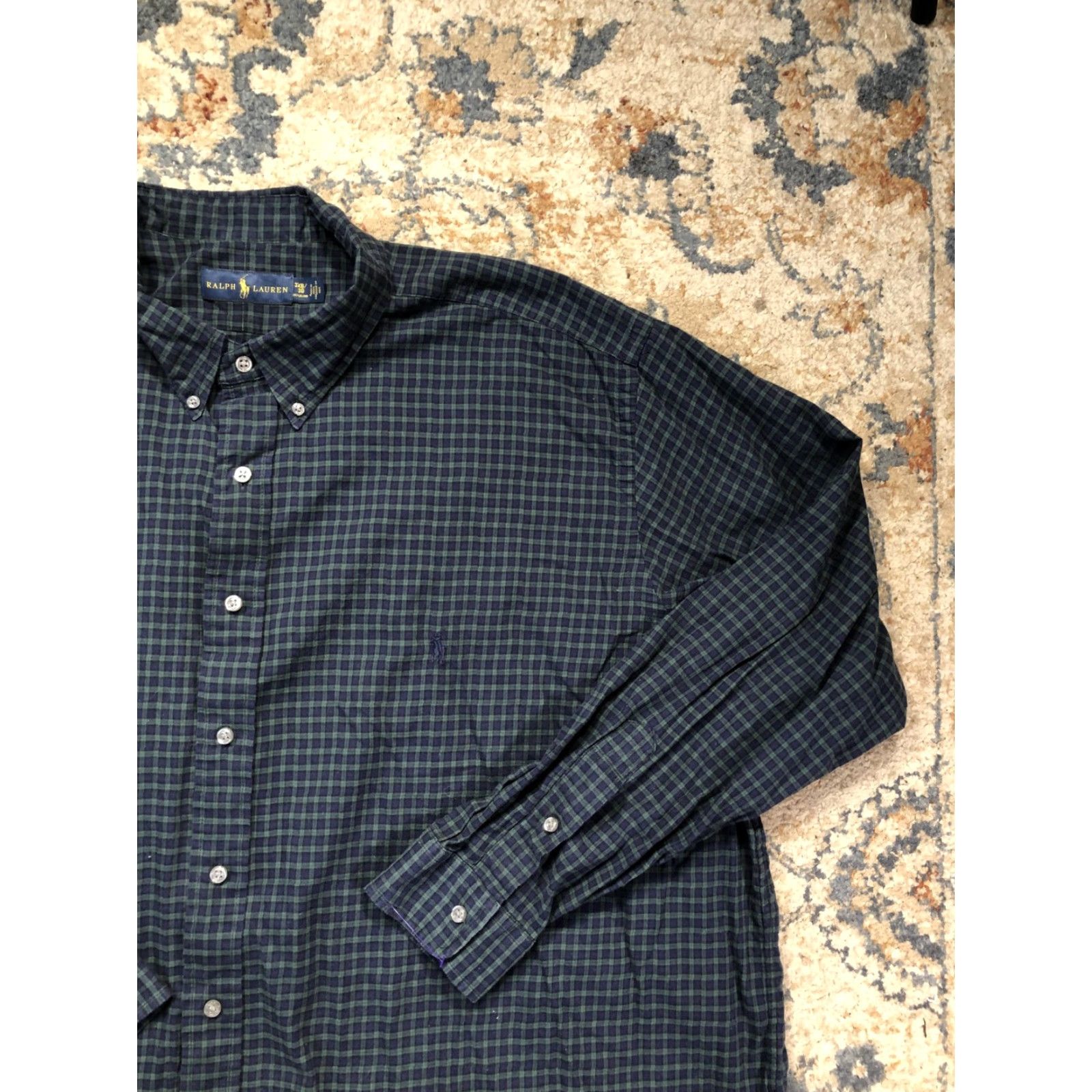 Ralph Lauren Ralph Lauren Shirt Mens Big 3X Blue Green Check Button Down Long Sleeve Casual Size US XXL / EU 58 / 5 - 4 Thumbnail