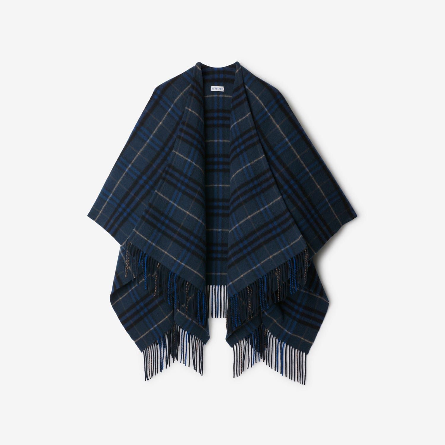 o1w1db10126 Check Wool Cashmere Cape in Multicolor