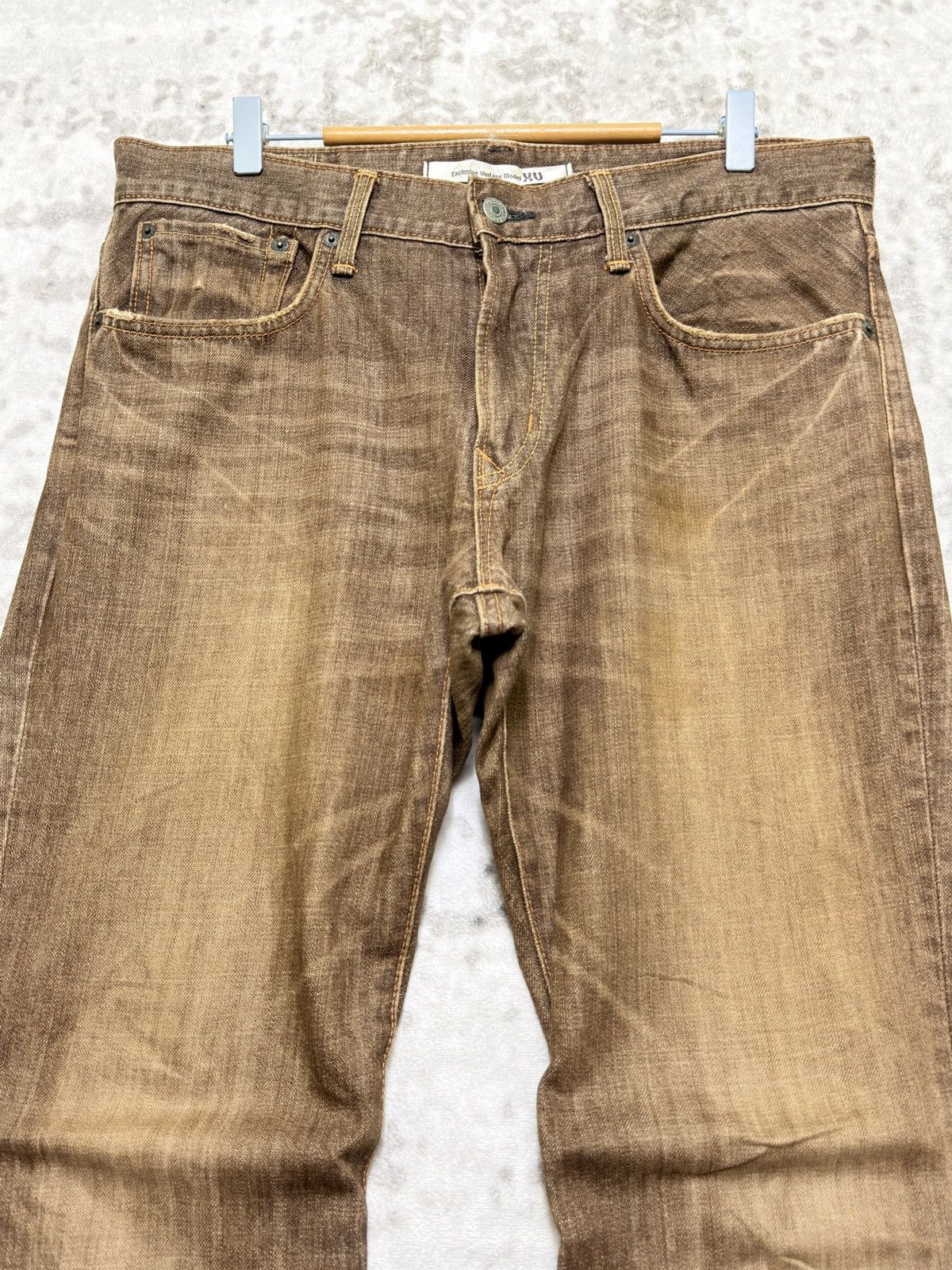 Edwin Vintage Edwin XV Brown Distressed Bootcut Flare Denim Jeans Size US 35 - 3 Thumbnail