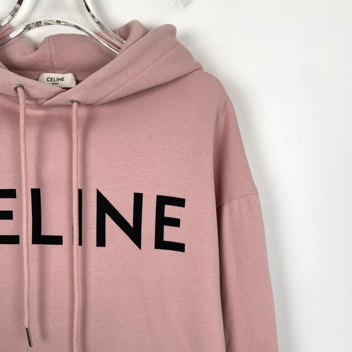 Celine Celine Pink Logo Printed Cotton Hooded Sweatshirt K26WX Size XXS / US 00 / IT 34 - 3 Thumbnail