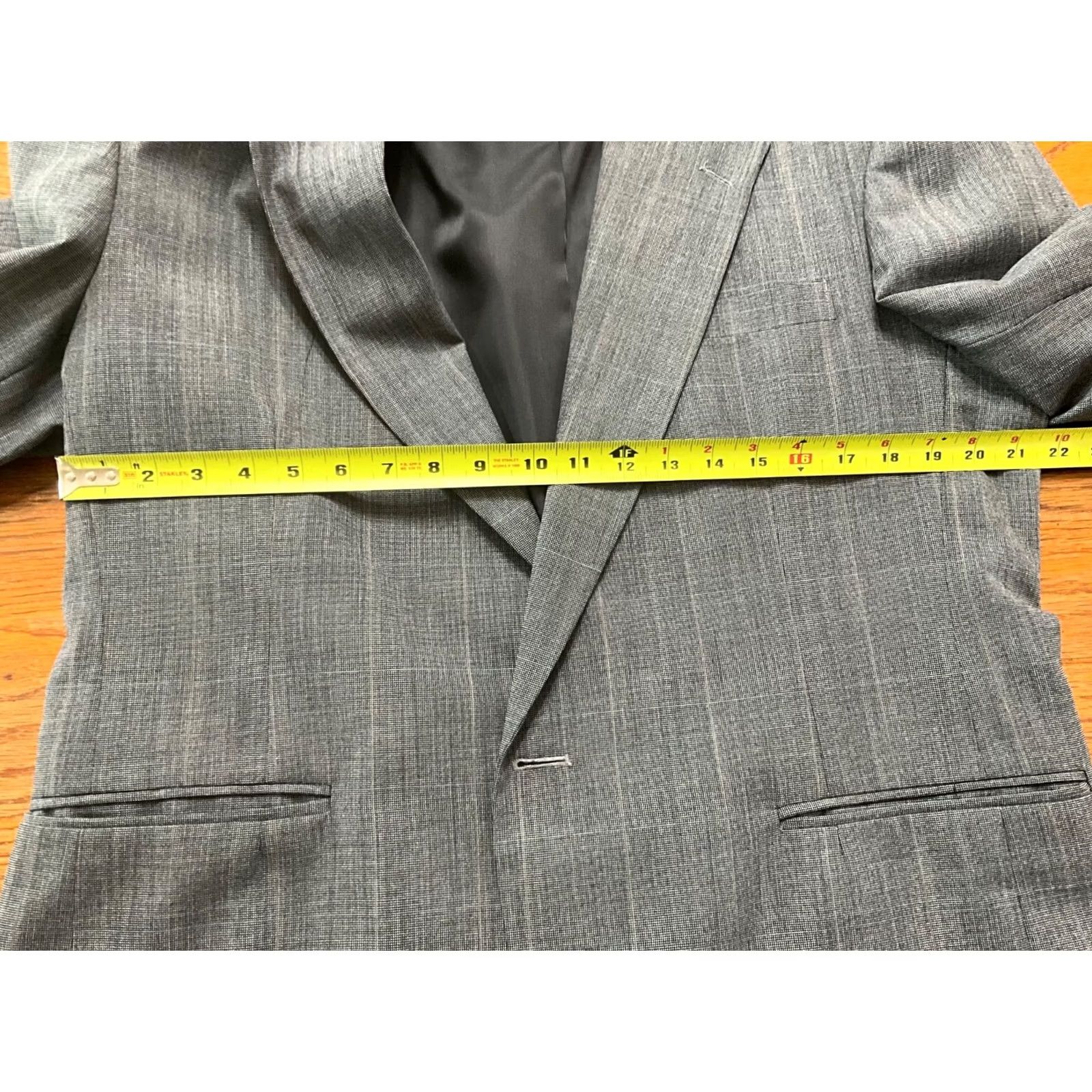 Haggar Haggar Jacket Blazer Mens 40 R Gray Striped Notch Lapel Two-Button Single-Breasted Three-Button Sleeve Regular Back Vent Size 40R - 4 Thumbnail
