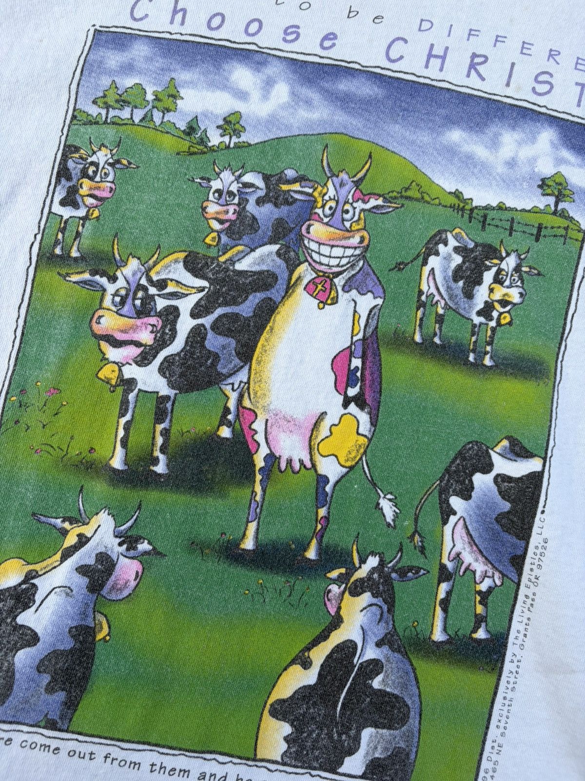 Delta 1996 Choose to be different, Choose Christ Cow graphic t Size US L / EU 52-54 / 3 - 4 Thumbnail