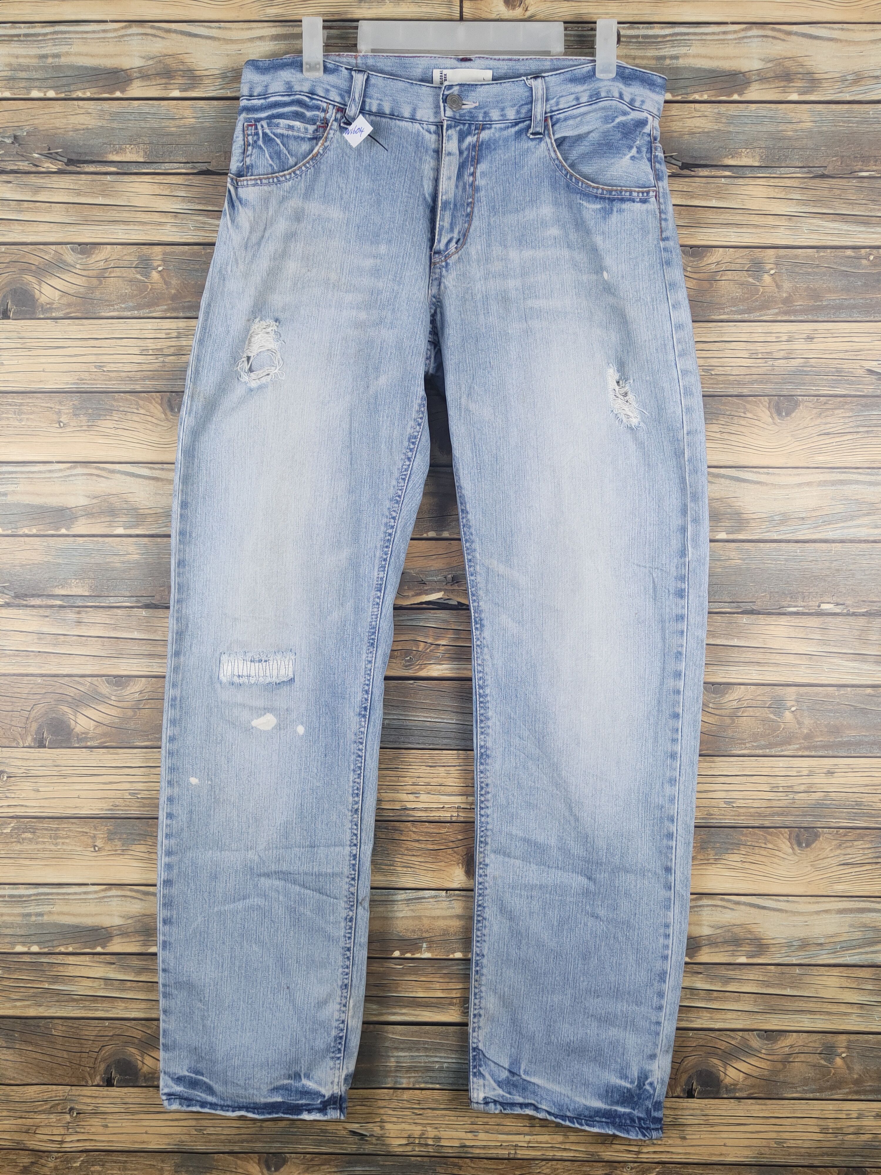 Global Work Global Work Light Blue Distressed Ripped denim Jeans #W1604 Size US 32 / EU 48 - 1 Thumbnail