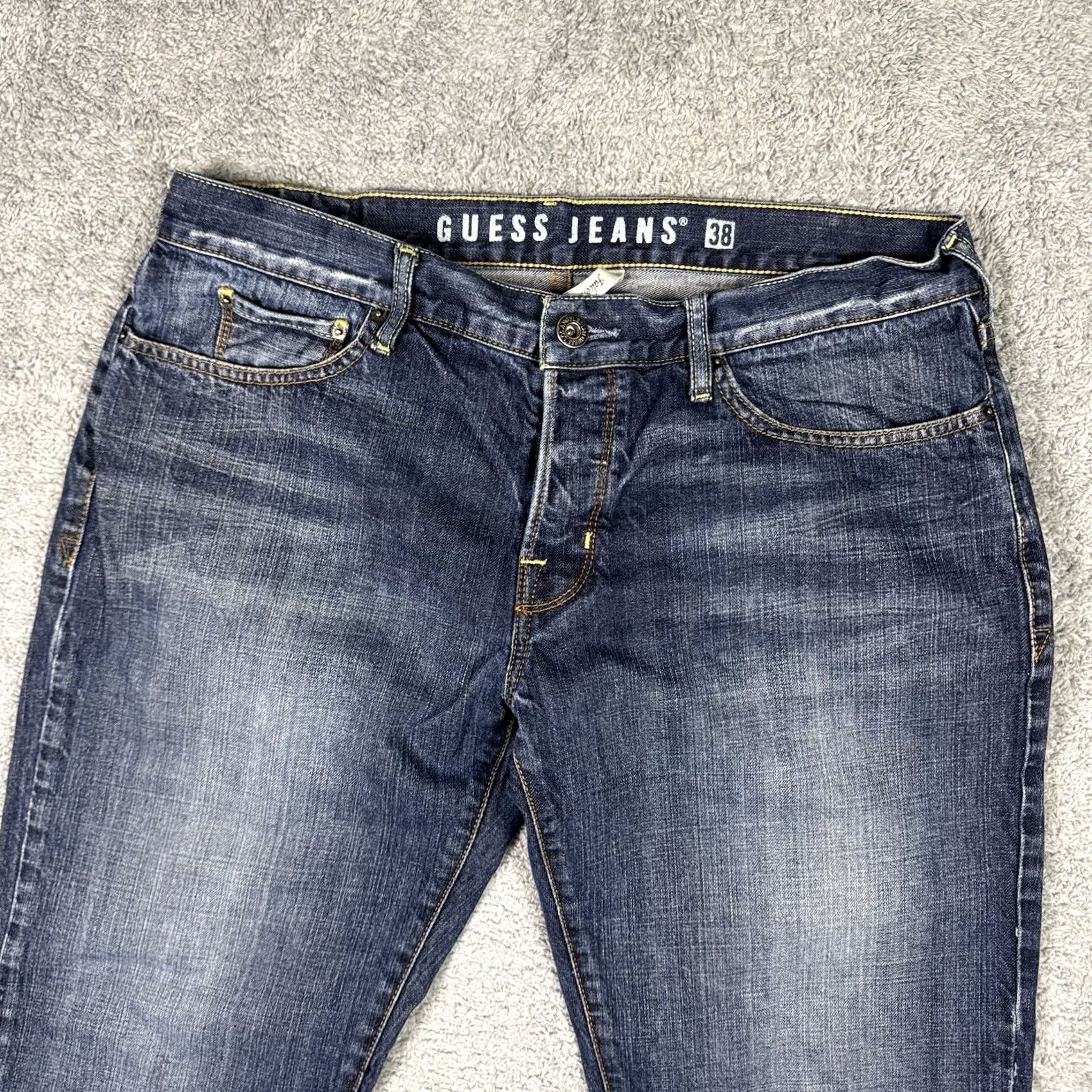 Guess Guess Jeans Falcon Mens 38x32 Dark Blue Denim Baggy - Y2K Bootcut - Low Rise - 5-Pocket - Button Zip Size US 38 / EU 54 - 2 Thumbnail