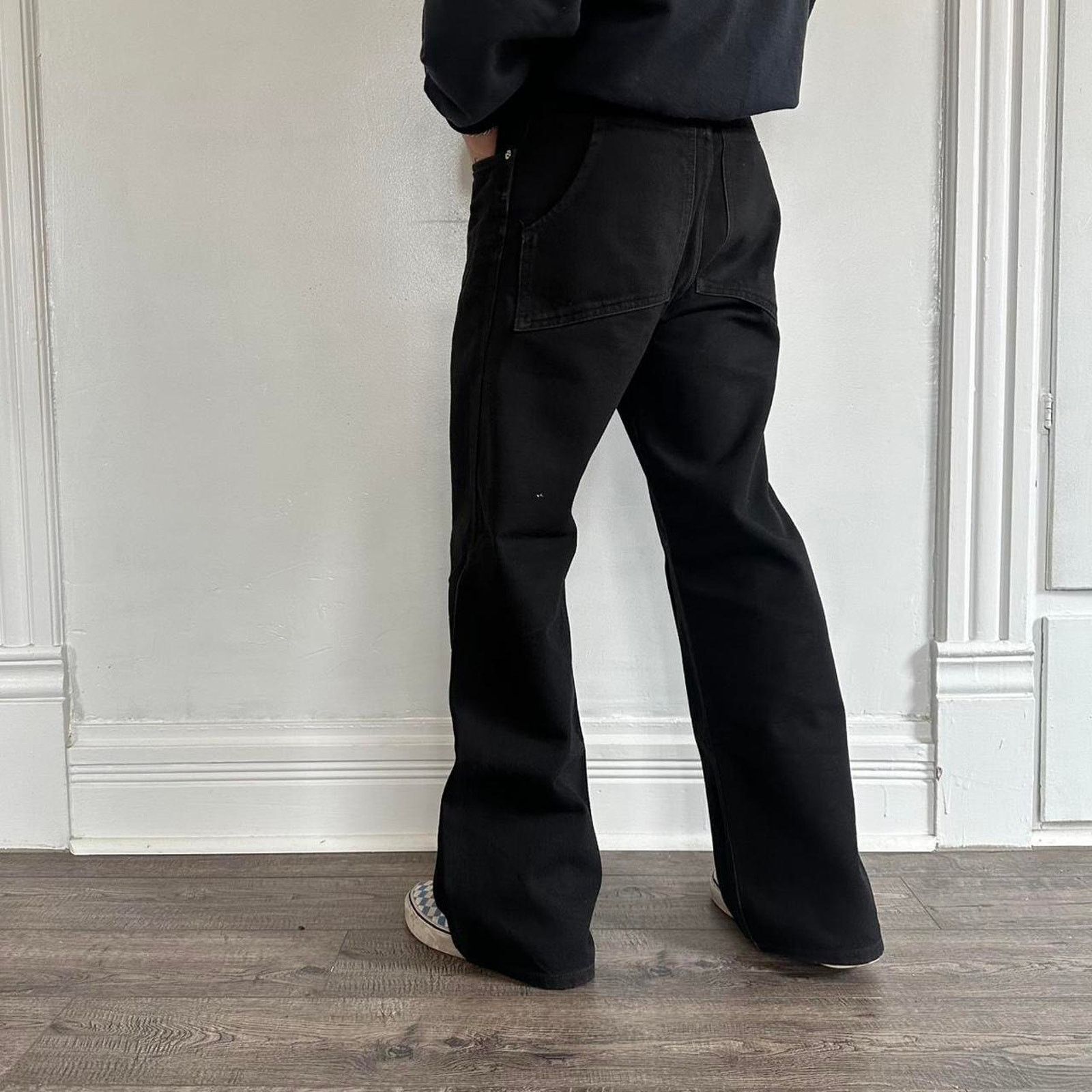 Eckhaus Latta Black Designer Eckhaus Latta Denim Wide Leg Flare Jeans Pant Size US 29 - 3 Thumbnail