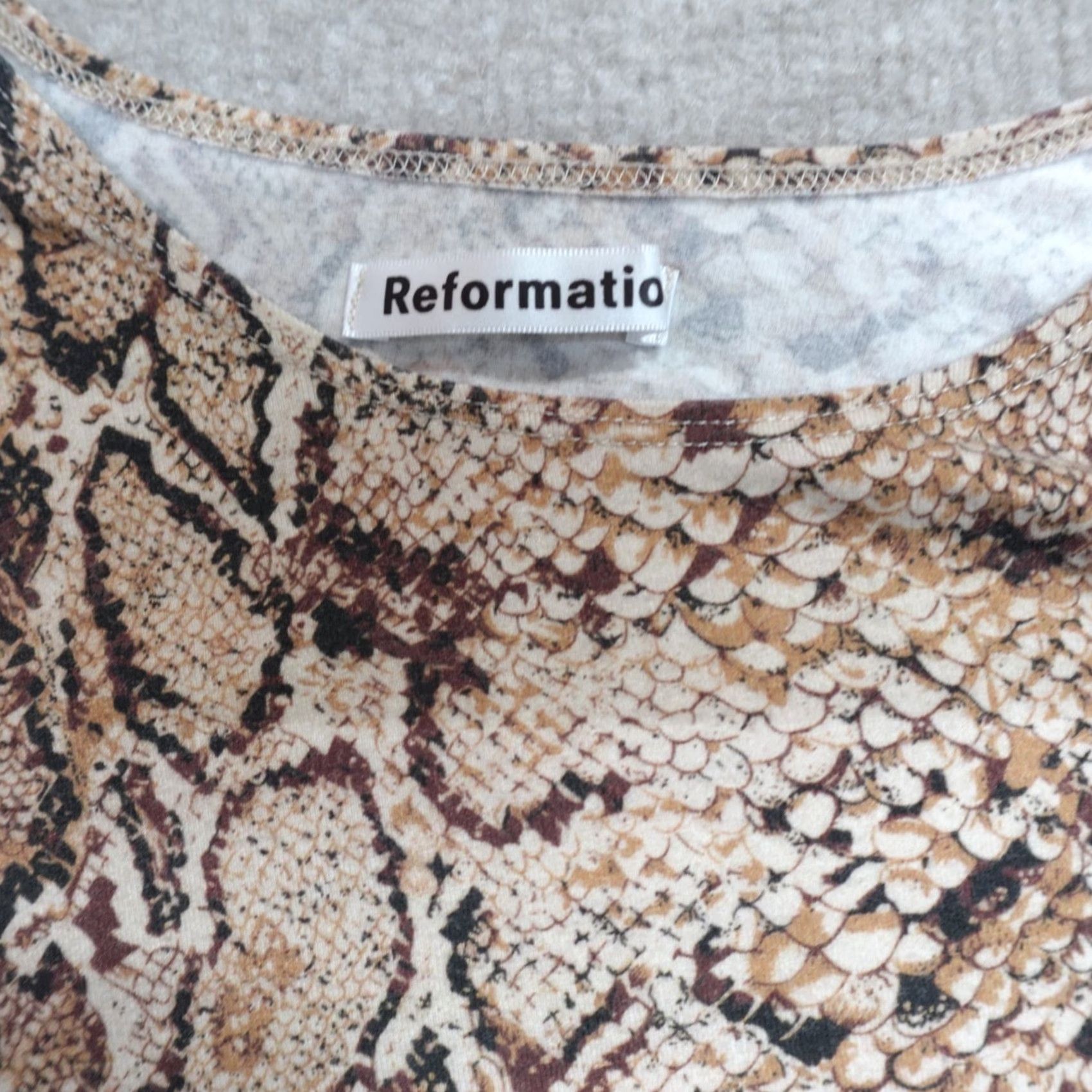 Reformation Reformation Dress Long Beige Snake Print Tencell Made in USA M Women Sundress CDuffle? Size M / US 6-8 / IT 42-44 - 2 Thumbnail