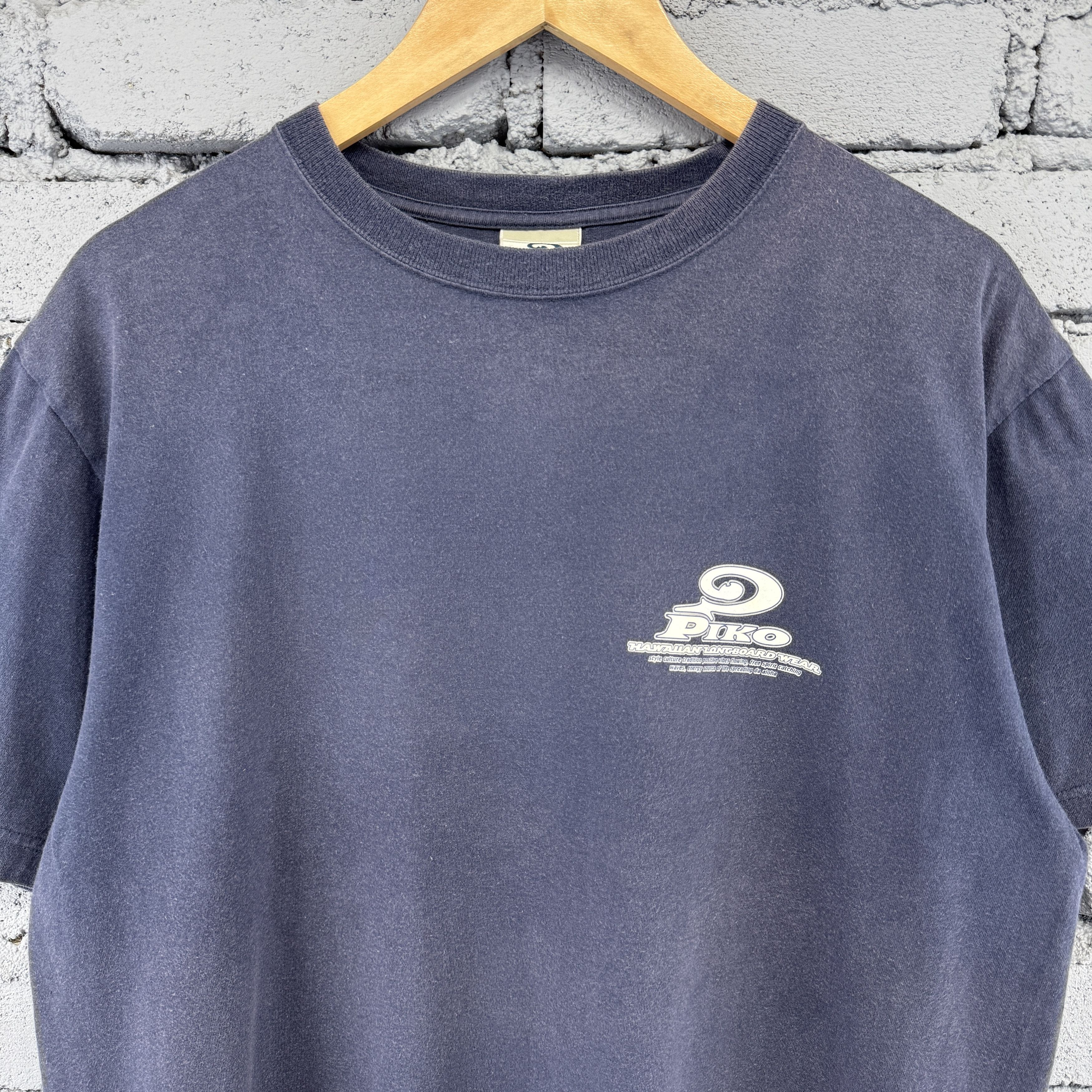 Vintage Vintage 90s Piko Hawaiian Longboard Wear Sunfaded Big Logo Size US L / EU 52-54 / 3 - 3 Thumbnail