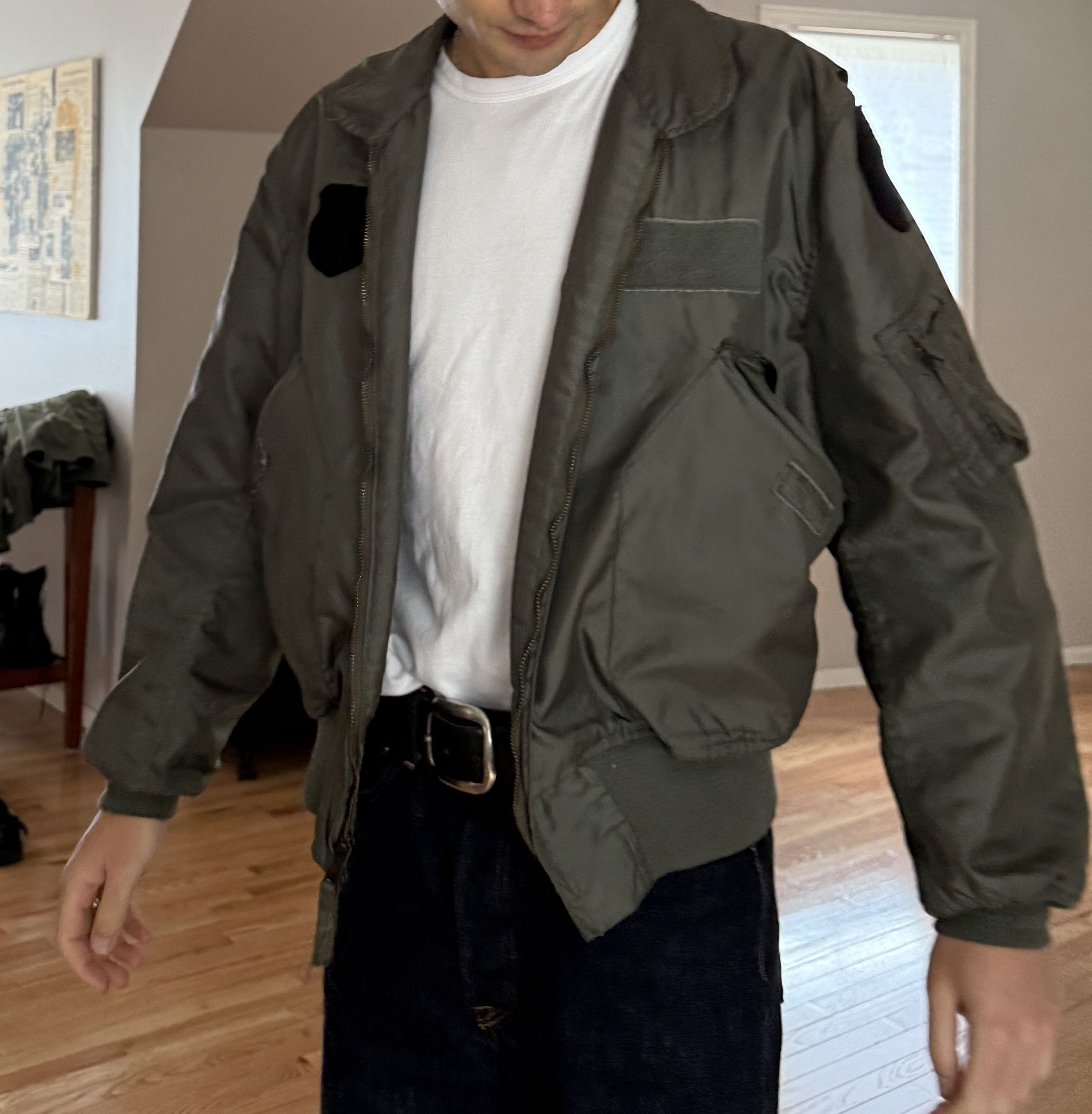 Vintage Vintage Unlined Olive Flight Jacket Size US L / EU 52-54 / 3 - 2 Thumbnail