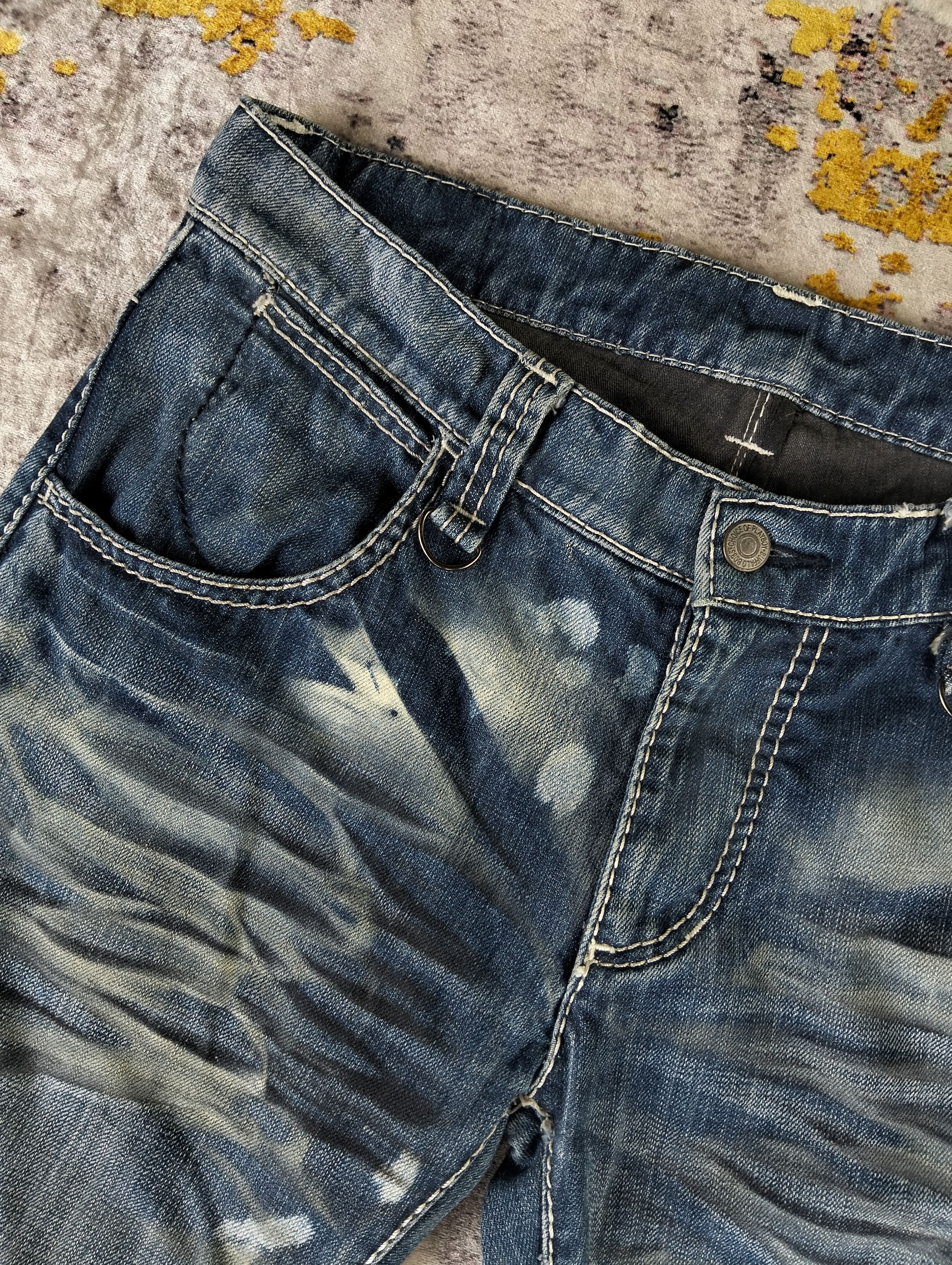 Tornado Mart 2000s Buffalo Bobs Curve Whisker Paint Flared Low Rise Jeans Size US 32 / EU 48 - 9 Thumbnail