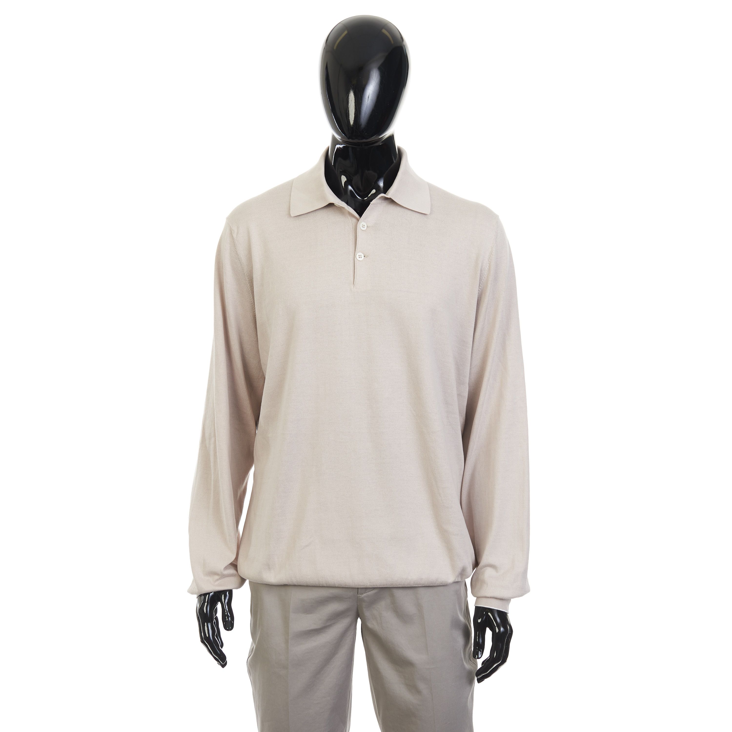 Brunello Cucinelli Beige Lightweight Cotton Knit Polo Shirt Size 60 Size US XXL / EU 58 / 5 - 9 Thumbnail