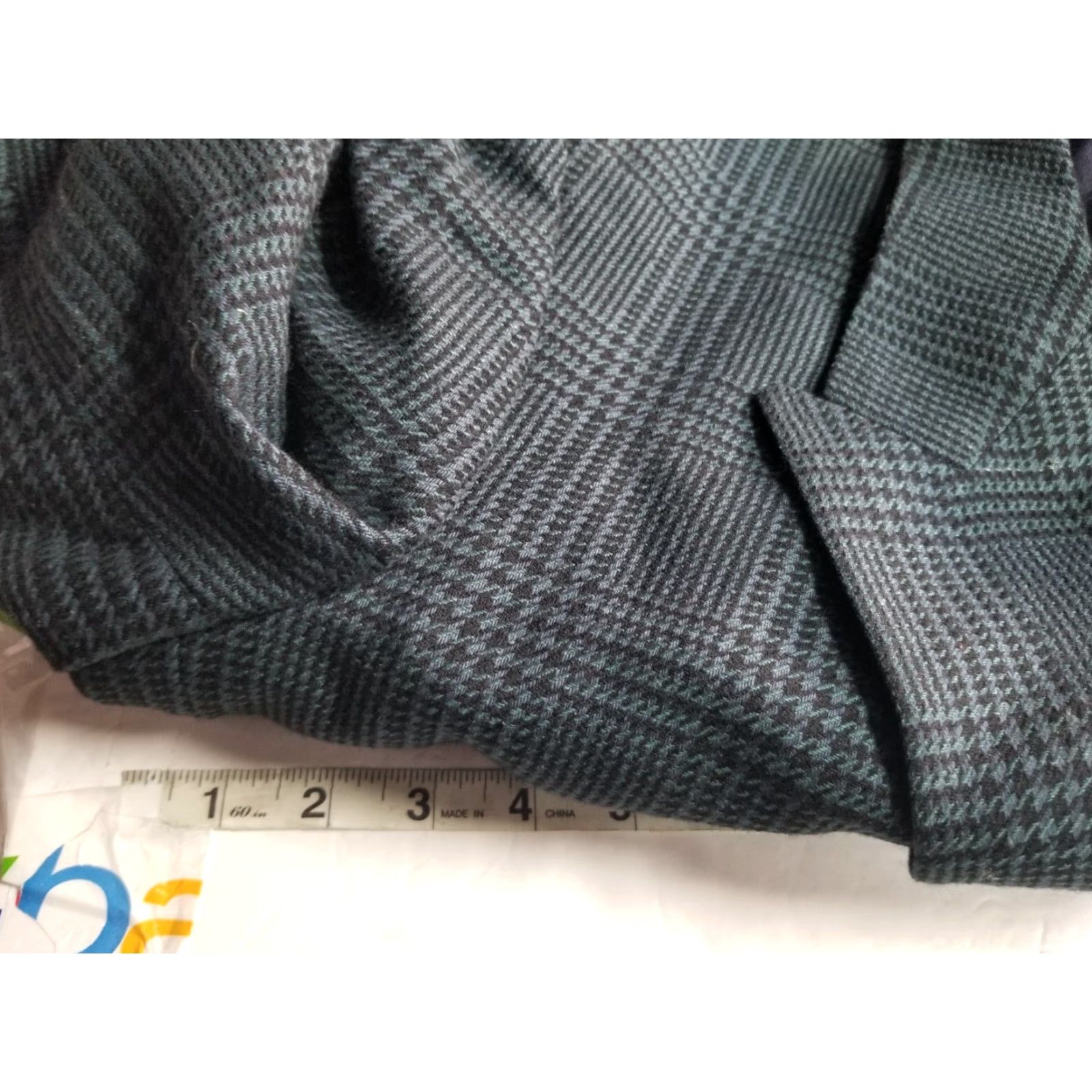 Vintage VINTAGE Paul Rodon Sport Coat Jacket Blue Plaid Wool Silk 48L Double Breasted Peak Lapel Six Button Long See Measurements Mens Size 48R - 3 Thumbnail