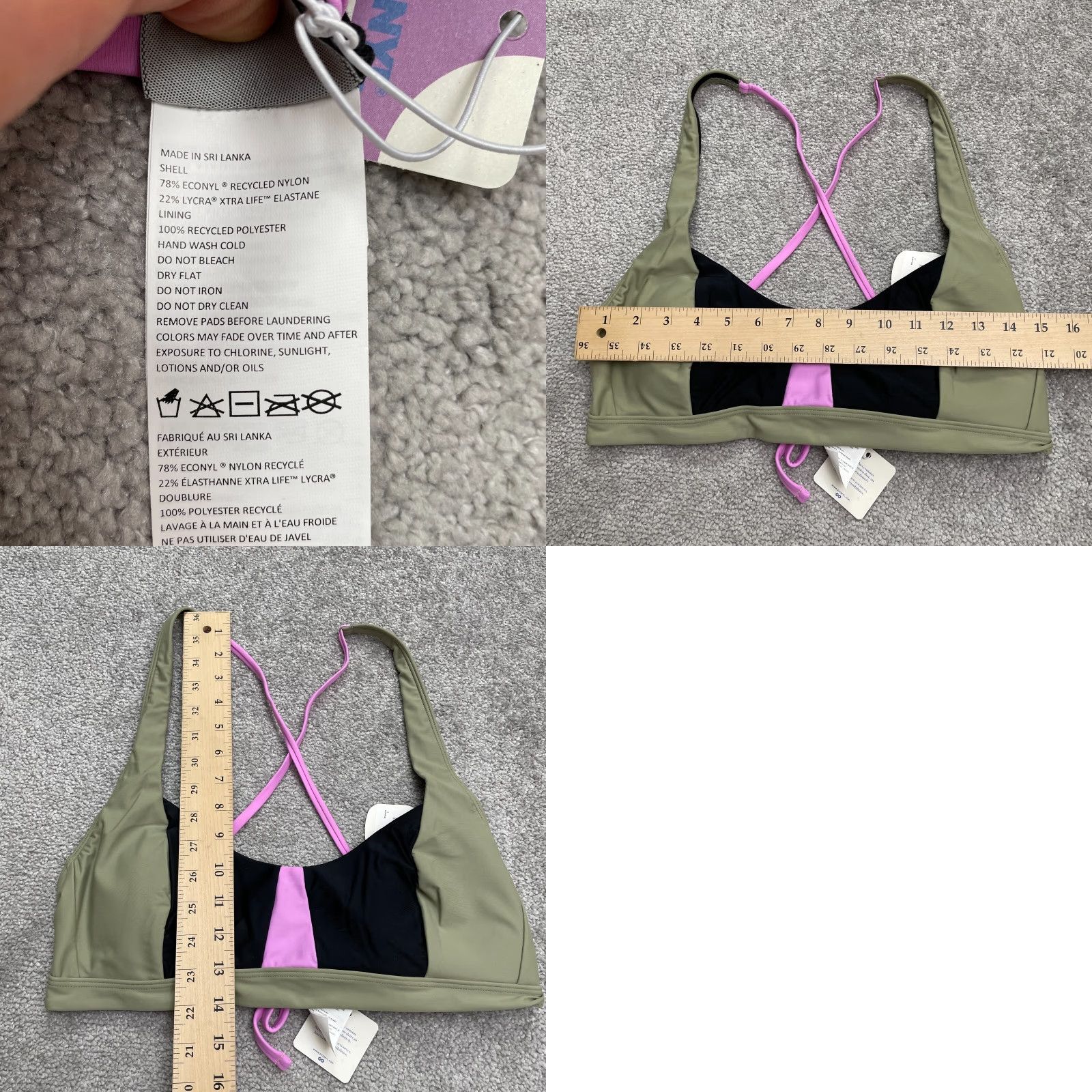 Prana Prana Swim Top Womens Sz L Colorblock Multi Black Lace Back Athletic NWT Size L / US 10 / IT 46 - 8 Thumbnail