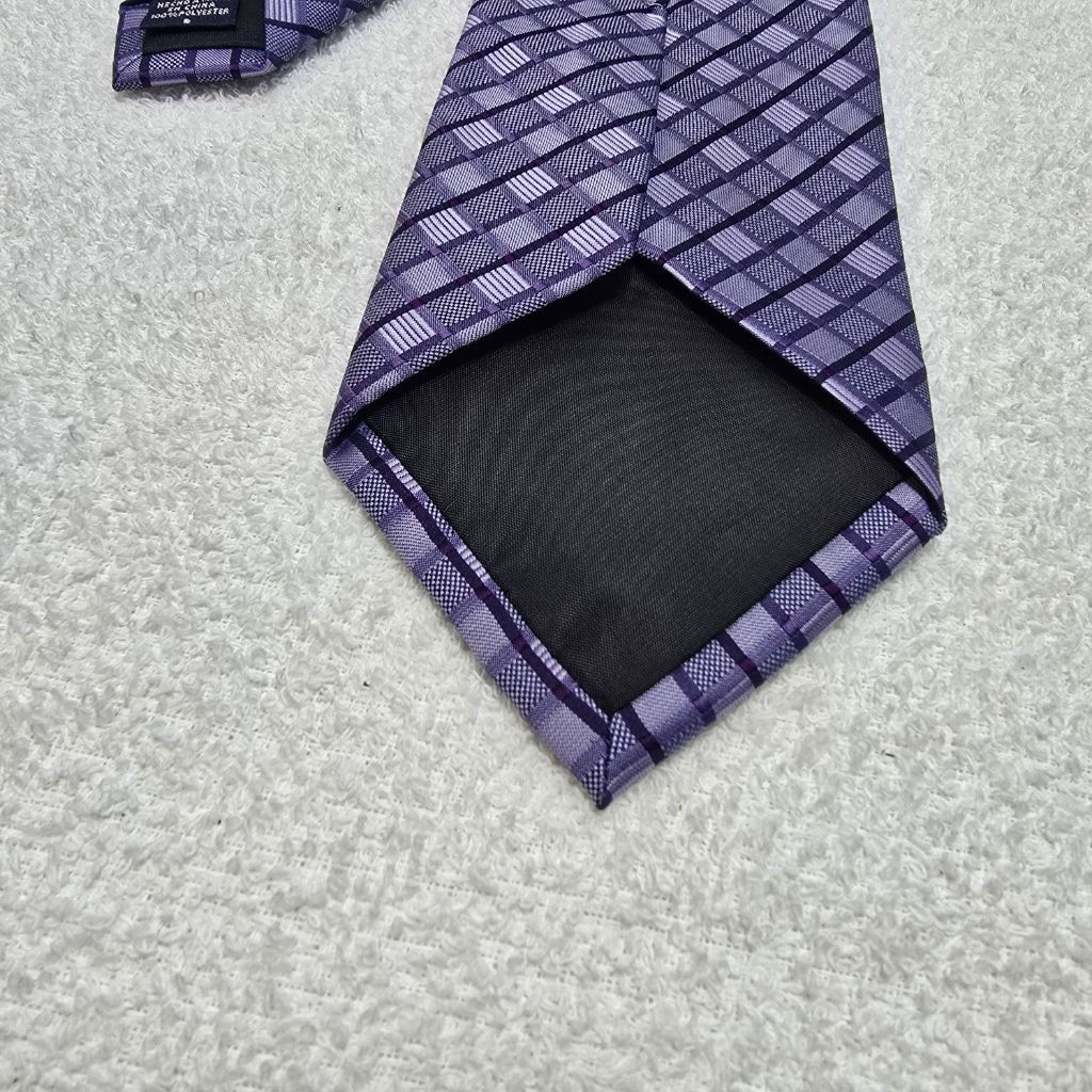 Van Heusen Men's Van Heusen Purple Plaid Tie One Size Size ONE SIZE - 5 Thumbnail