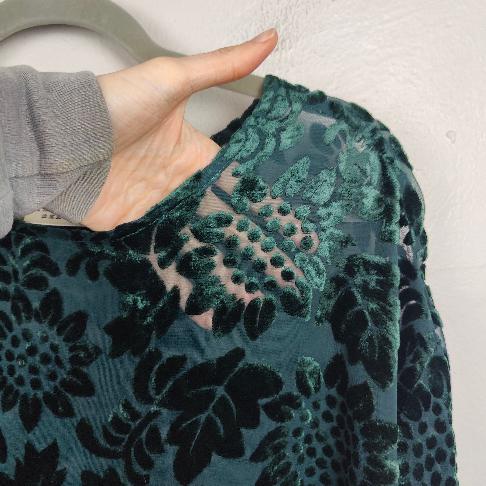 Other Vintage Katy D Velvet Burnout Top Womens 22-24 Green Size 4XL / US 24-26 - 3 Thumbnail
