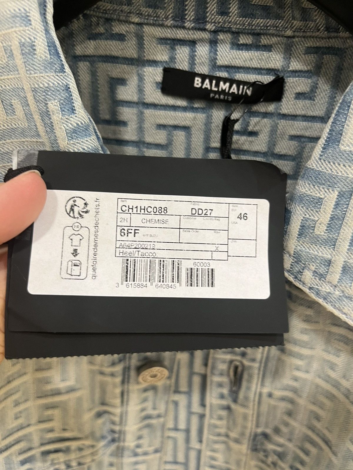 Balmain Monogram Denim overshirt size 46 Size US S / EU 44-46 / 1 - 4 Thumbnail