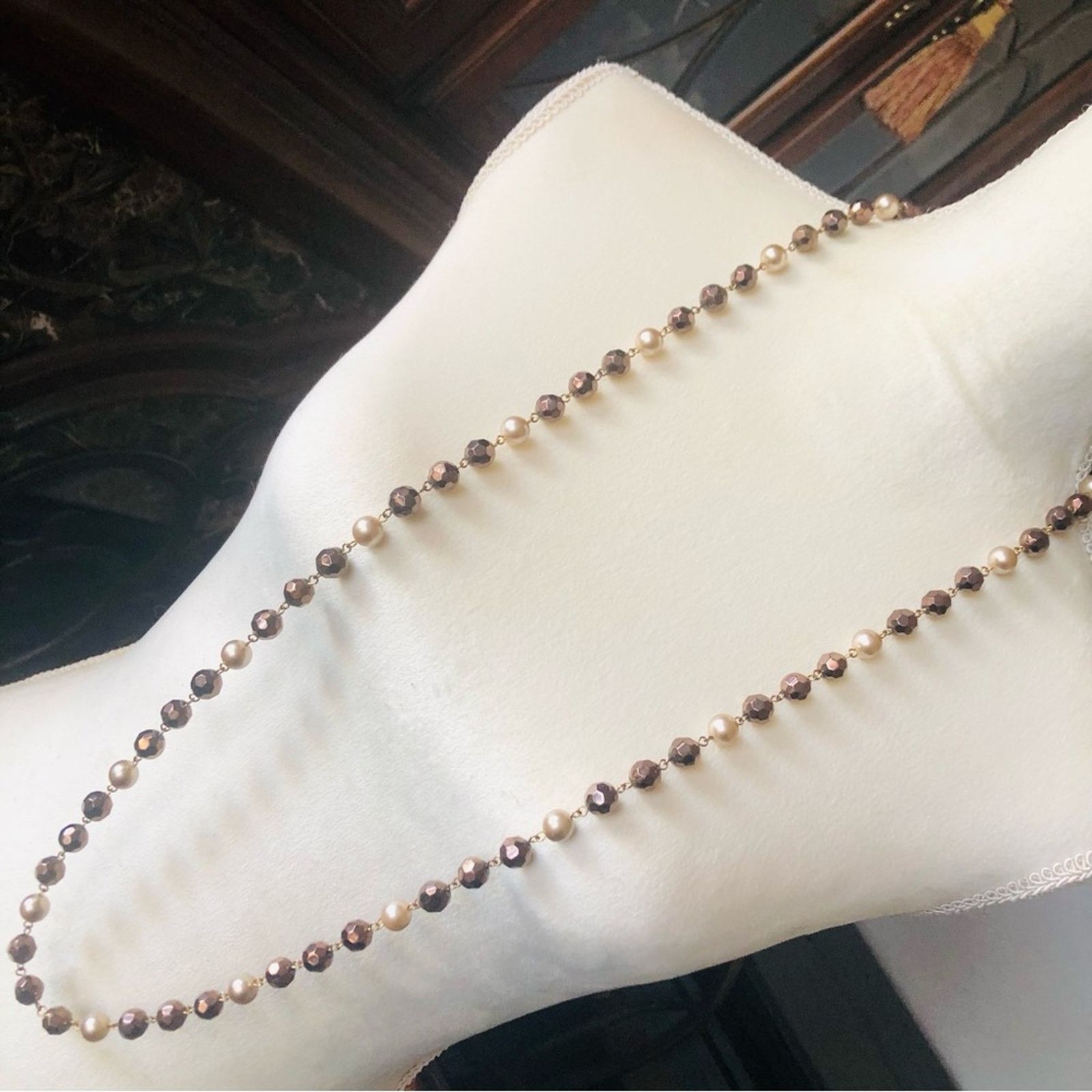 Vintage Vintage salvaged chunky bead and pearl long length necklace Size ONE SIZE - 1 Thumbnail