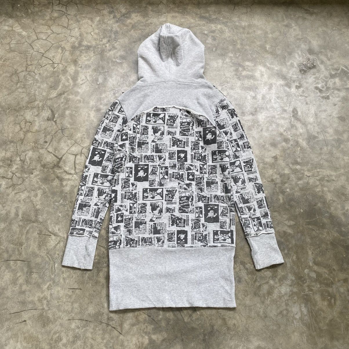 Hysteric Glamour 2000s SPIGA Grey Punk Style Newspaper Print Full Zip Hoodie Size US M / EU 48-50 / 2 - 2 Thumbnail