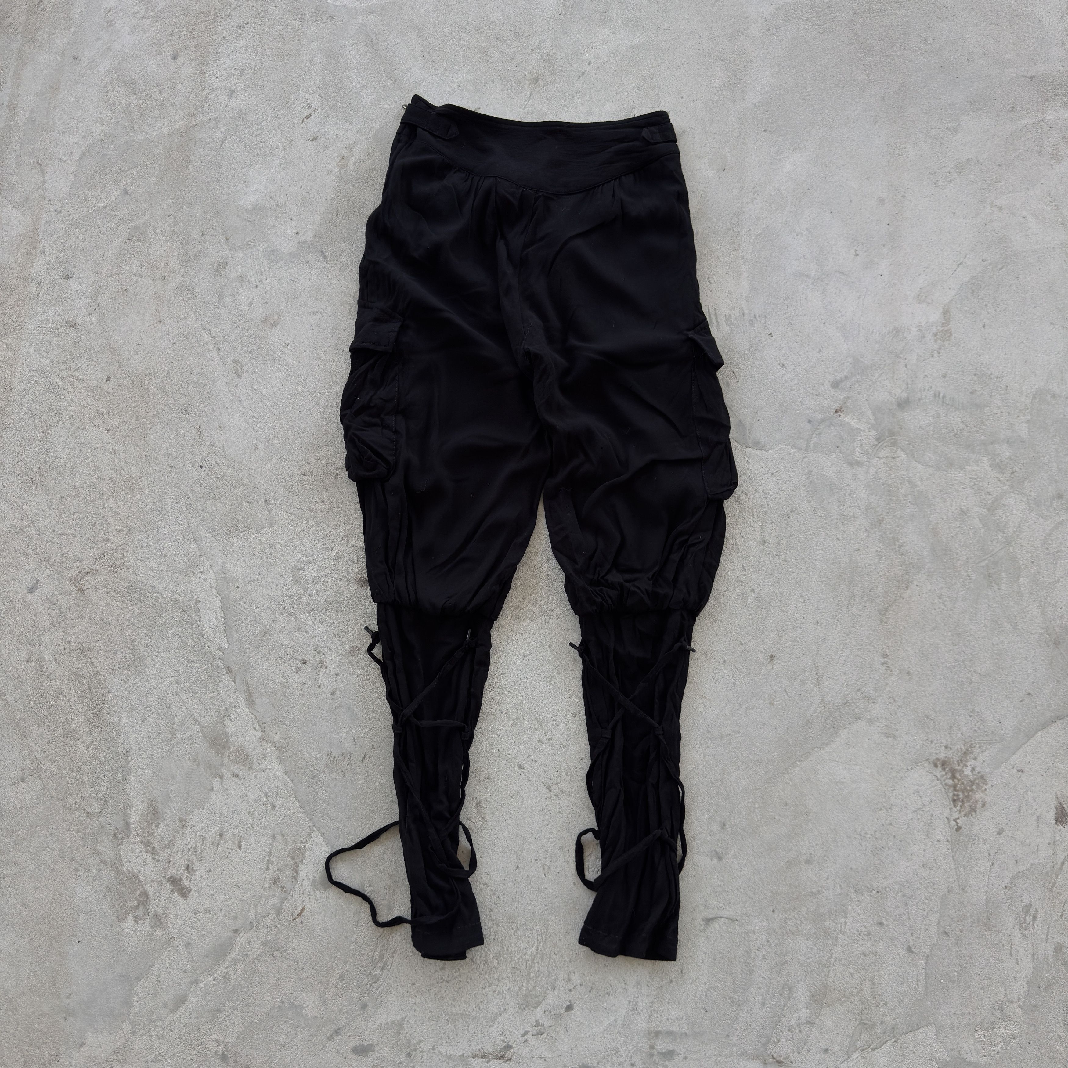 Diesel Diesel Drop Crotch Cargo Pants Lace Up Leg Techwear Gothic Size 25" / US 0 / IT 36 - 2 Thumbnail