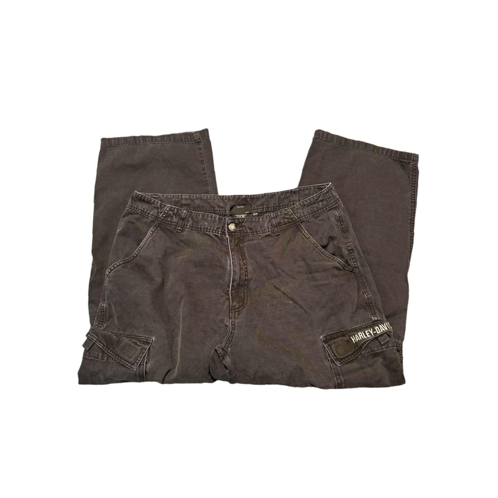 Harley Davidson Harley Davidson Mens Black Cargo Riding Pants Baggy Skater Y2K Biker 36x36 Mens 36 Inseam Wide-Leg Casual Cargo Pants Size US 36 / EU 52 - 5 Thumbnail