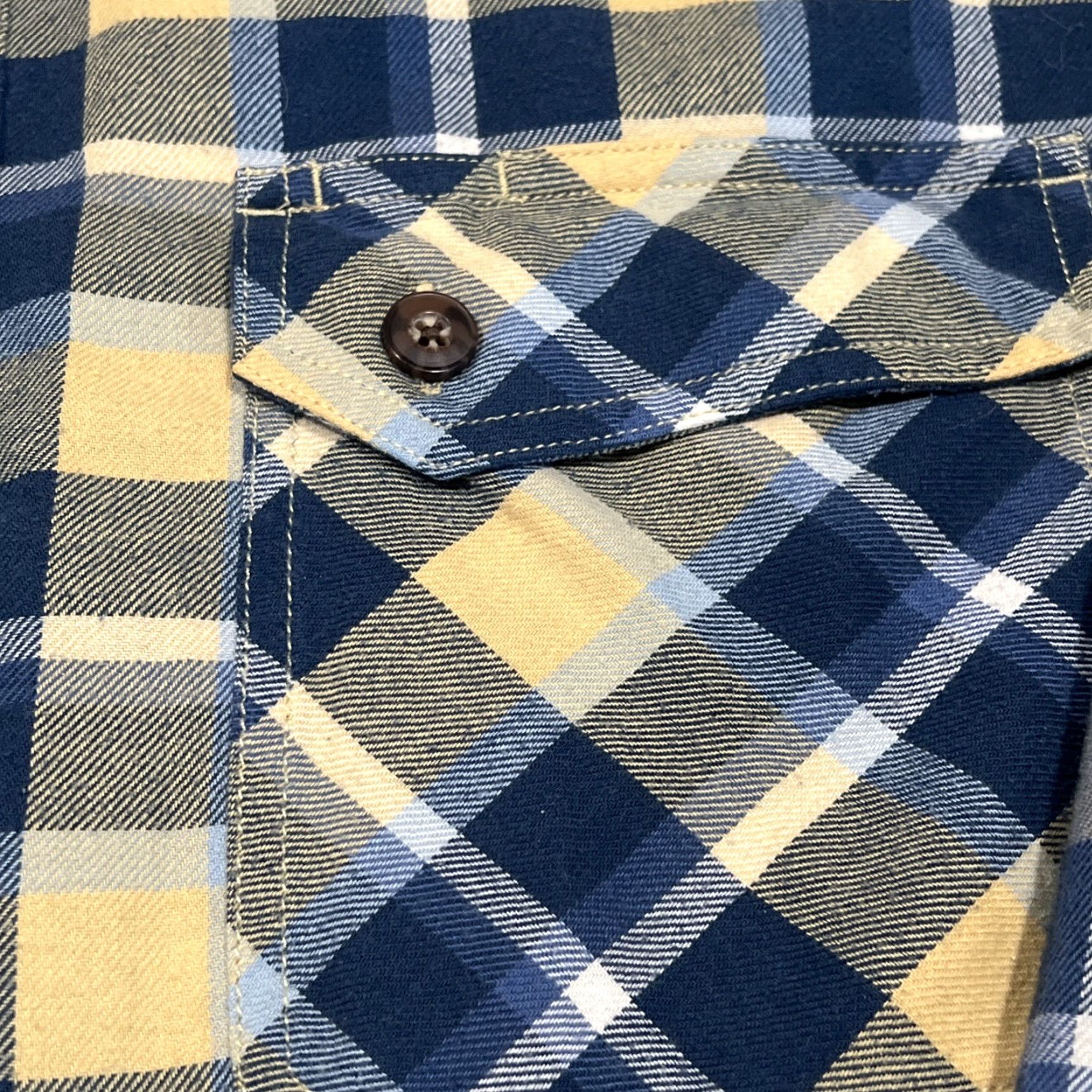 CO Duluth Trading Co Flannel Shirt Mens XL Tall Button-Down Plaid Blue Yellow Pockets Size US XL / EU 56 / 4 - 7 Thumbnail