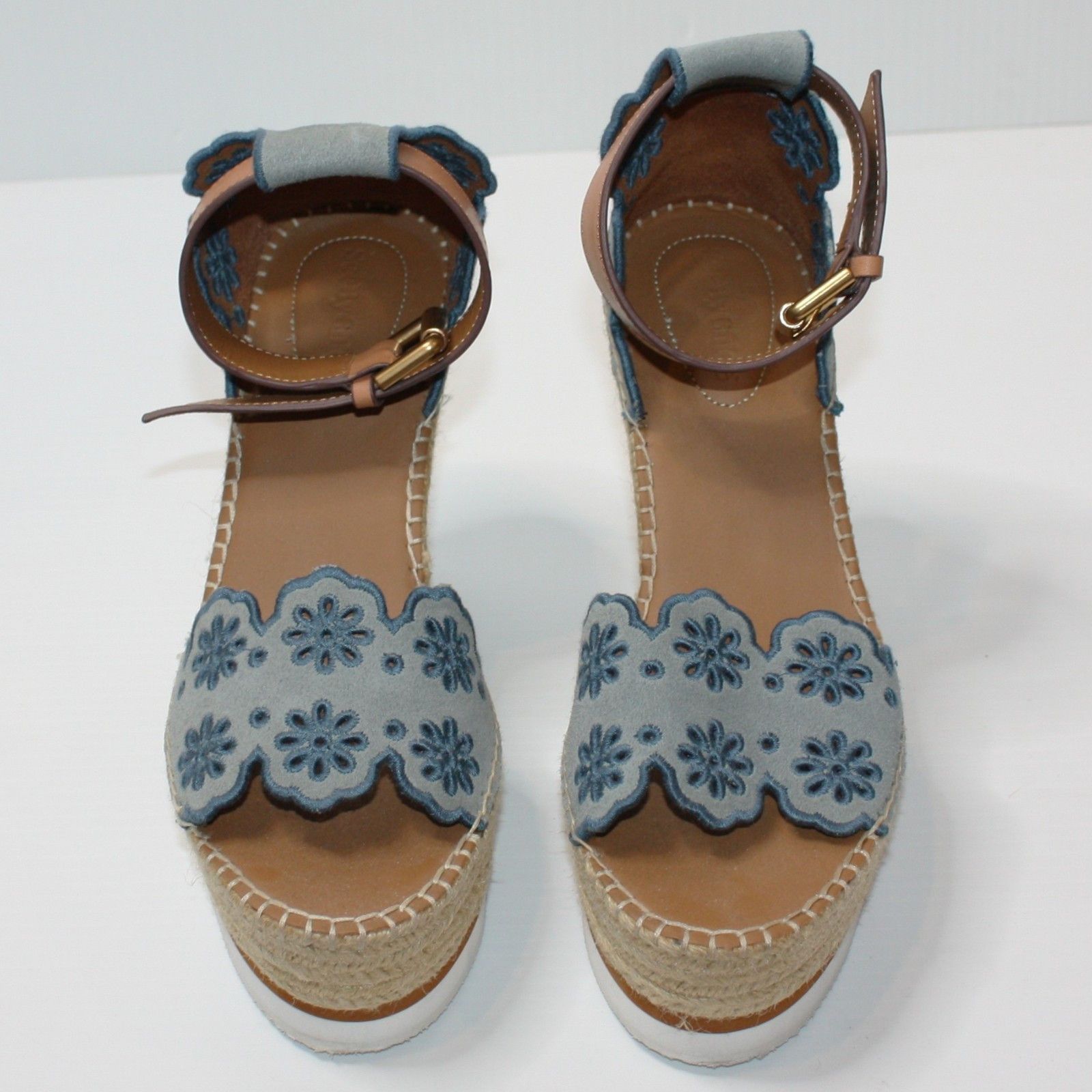 See by Chloe Embroidered Suede & Leather Espadrille Wedge Sandals US 10 Size US 10 / IT 40 - 3 Thumbnail