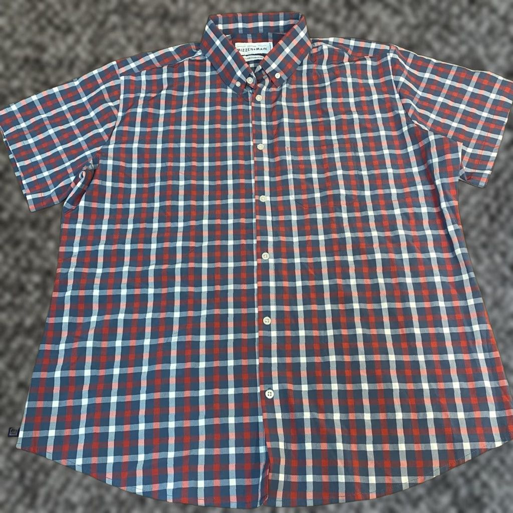 Mizzen+Main Mizzen+Main Shirt Mens XL Short Sleeve Plaid Button Down Leeward Standard Fit Blue Size US XL / EU 56 / 4 - 1 Thumbnail