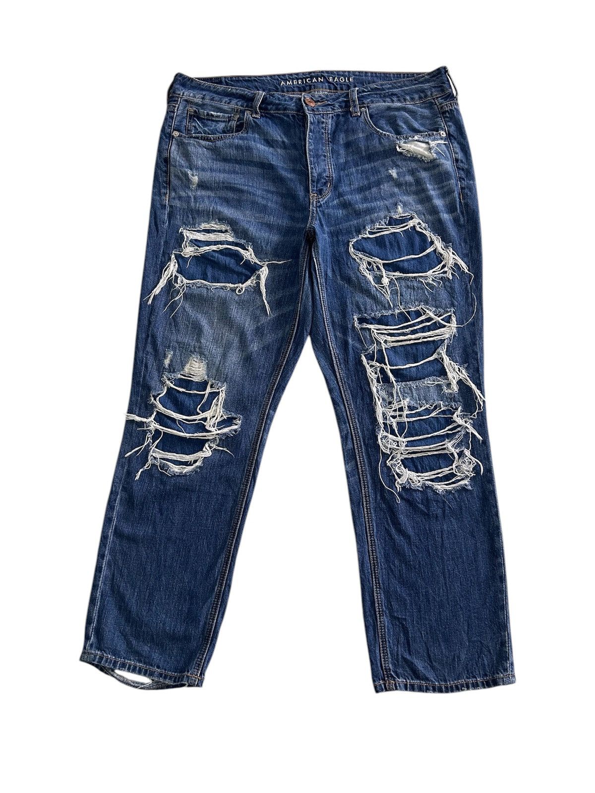 Japanese Brand × Vintage 💥Vintage Japanese Denim Ripped Jeans Size US 37 - 1 Thumbnail