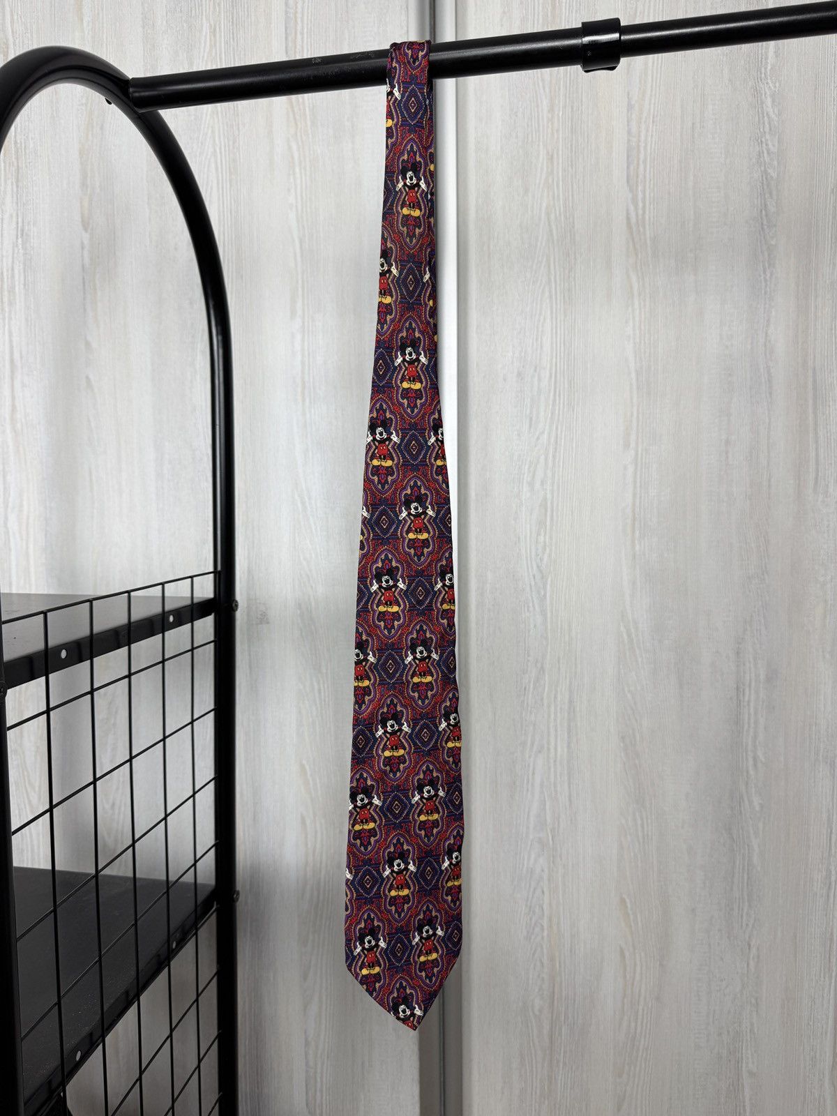 Mickey Mouse VINTAGE 80s 90s Mickey Mouse Logo Paisley DISNEY Silk TIE Size ONE SIZE - 4 Thumbnail