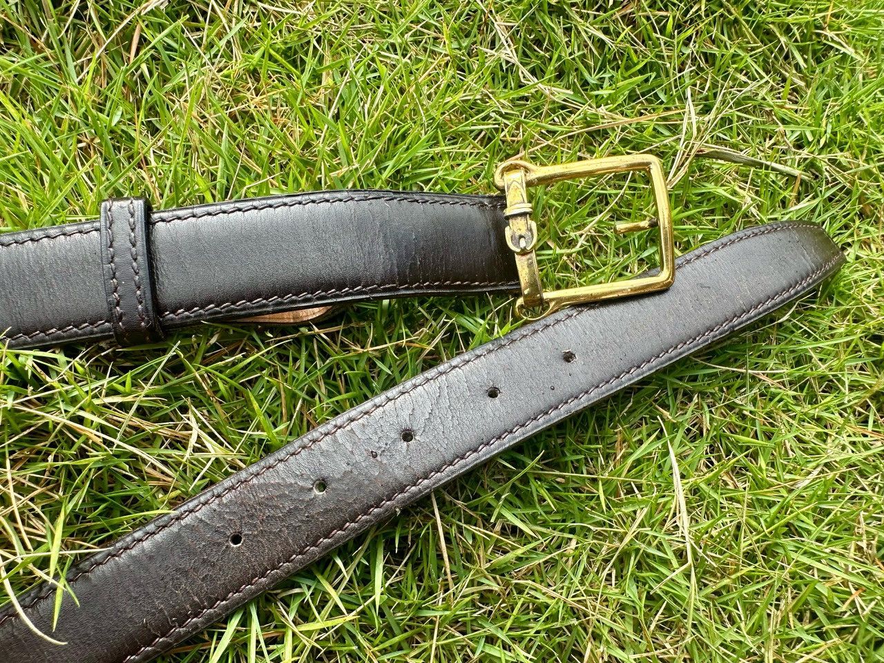 Hermes Authentic Authentic Vintage Hermes Gold Buckle Leather Belt Size ONE SIZE - 2 Thumbnail