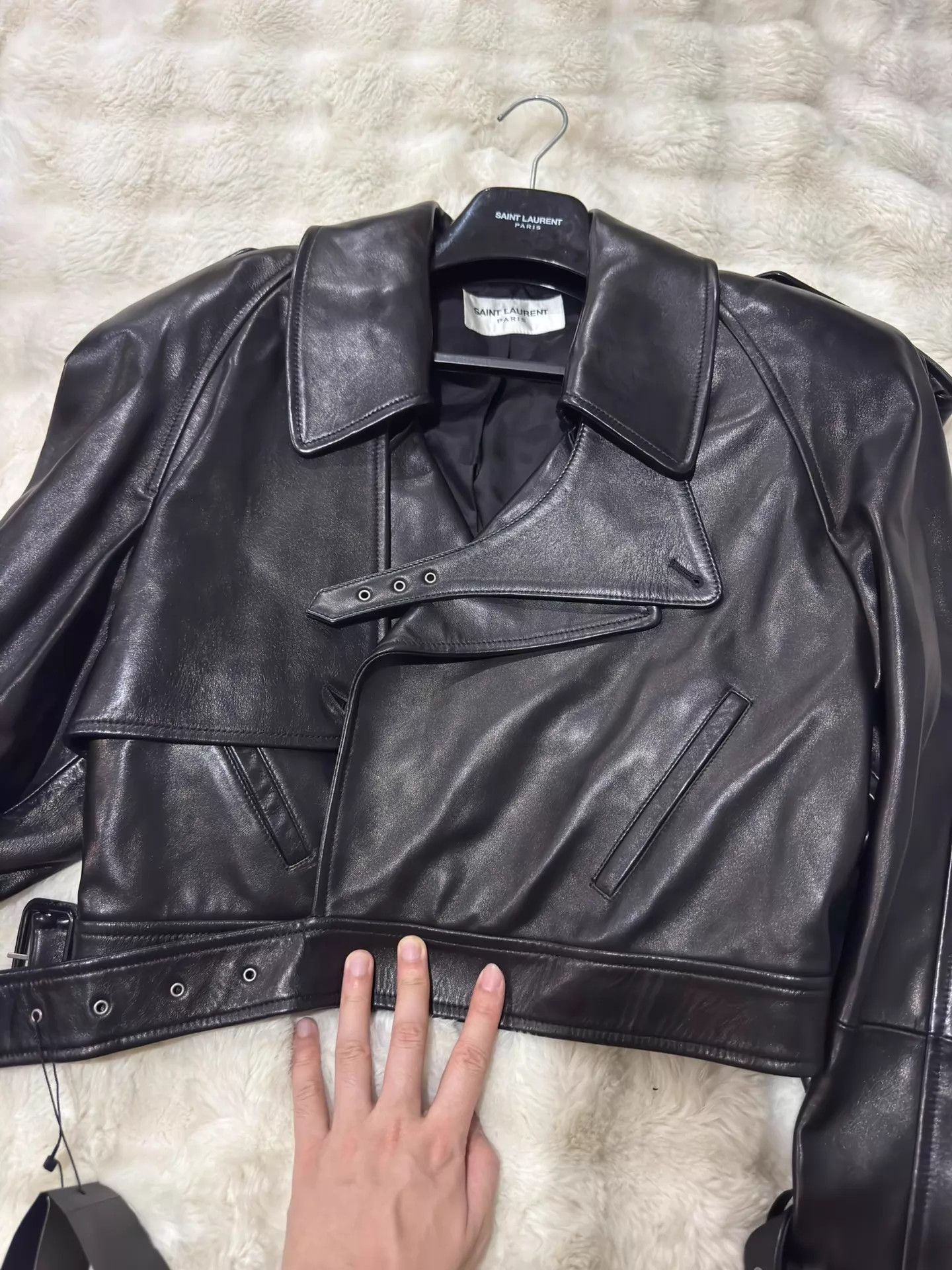 Saint Laurent Paris SLP 23 Runway Short Sheepskin Leather Jacket Black Size M / US 6-8 / IT 42-44 - 5 Thumbnail