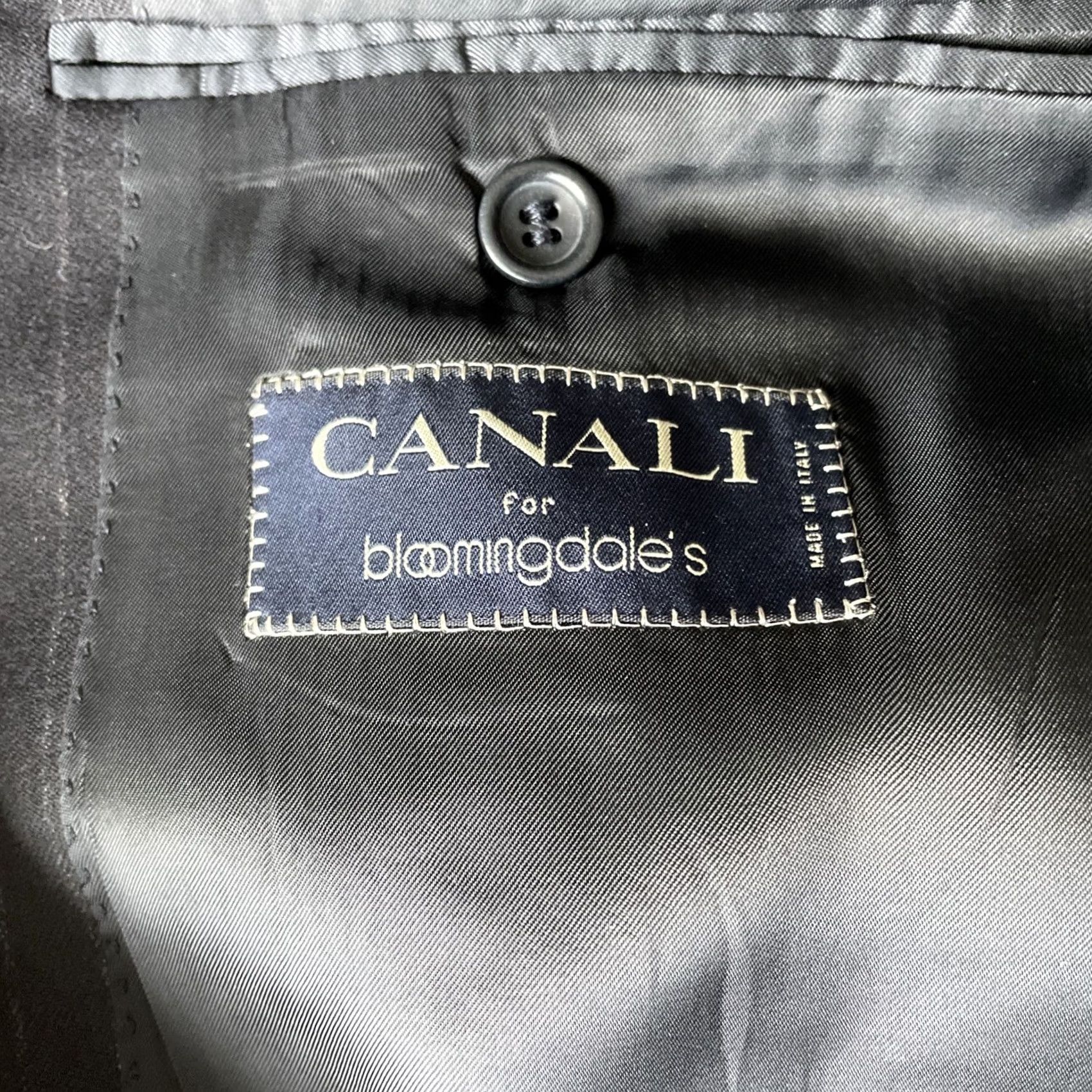 Canali VINTAGE Canali Sport Coat Blazer Mens 42R Wool/Cashmere Flannel Notch Lapel Three-Button Striped Black 90s City Classic Designer Italy Size 42R - 3 Thumbnail