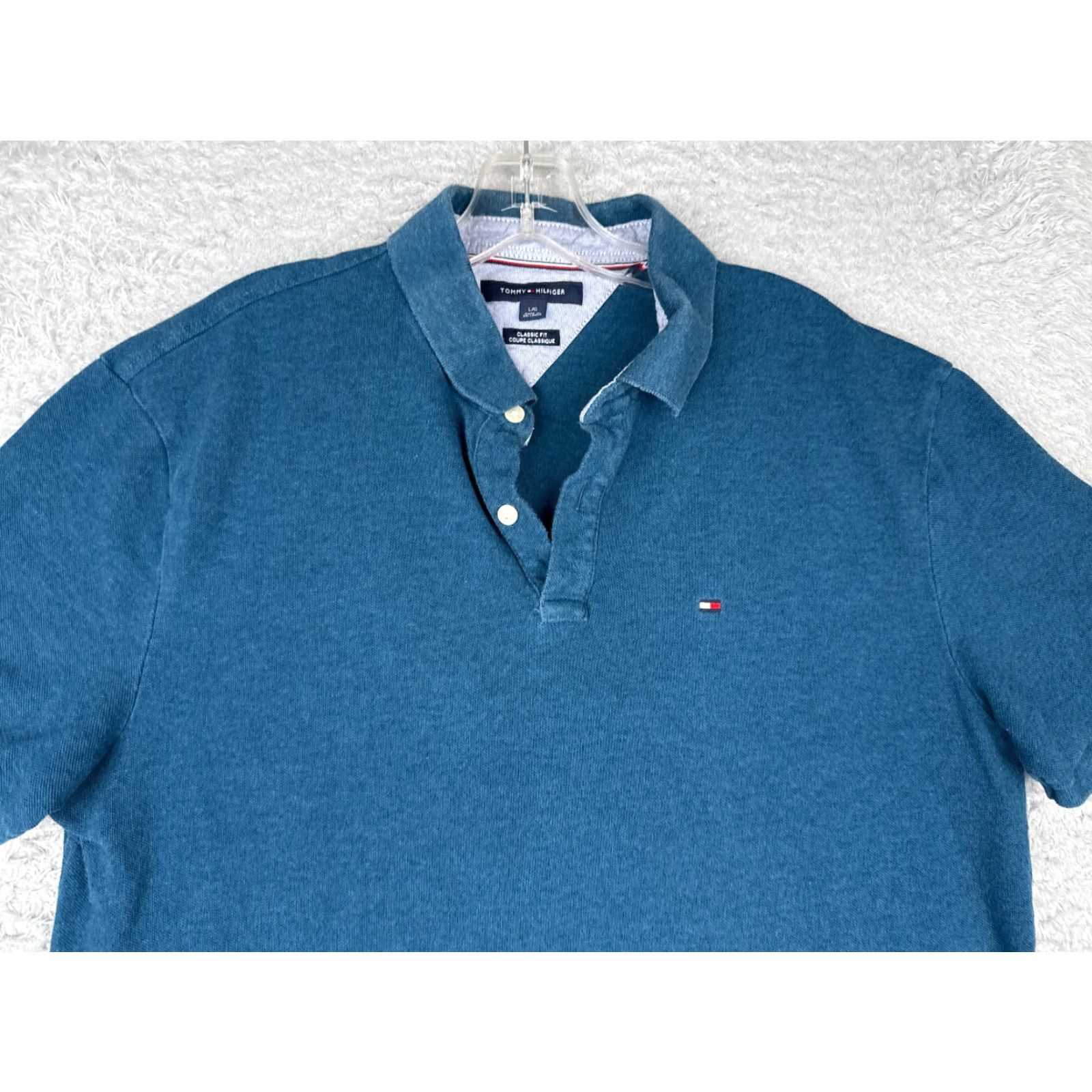 Tommy Hilfiger Tommy Hilfiger Polo Shirt Men Adult Large Blue Classic Fit Short Sleeve 100% Cotton Mens Size US L / EU 52-54 / 3 - 4 Thumbnail