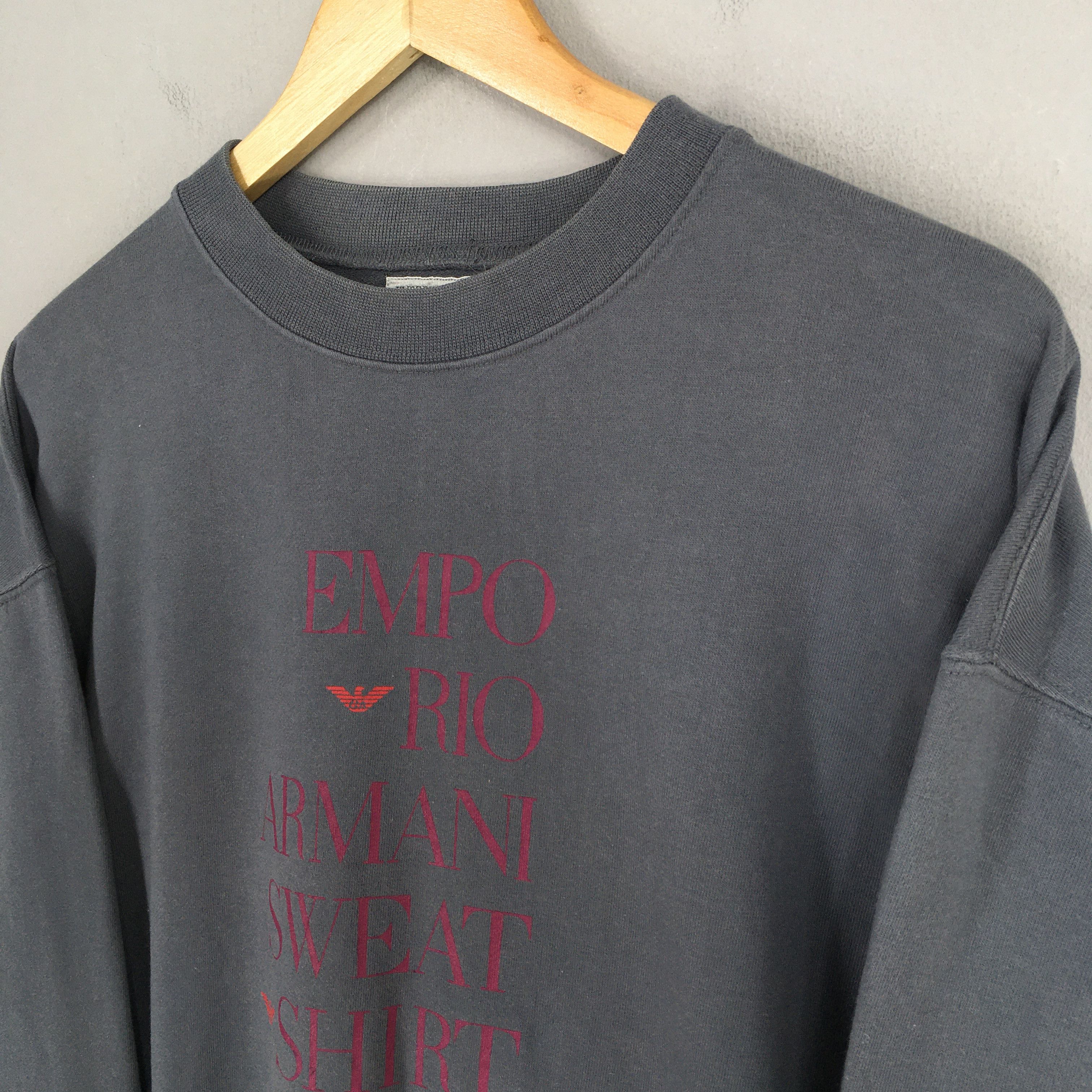 Armani × Designer × Vintage Vintage Emporio Armani Dark Gray Sweatshirt Large Size US L / EU 52-54 / 3 - 3 Thumbnail