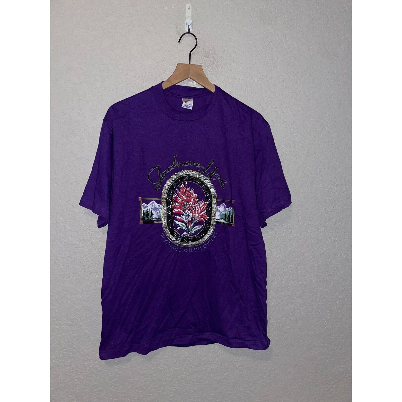 Jerzees Vintage Jackson Hole Shirt Wyoming Wildflowers 90s Tee VTG L Size US L / EU 52-54 / 3 - 1 Thumbnail