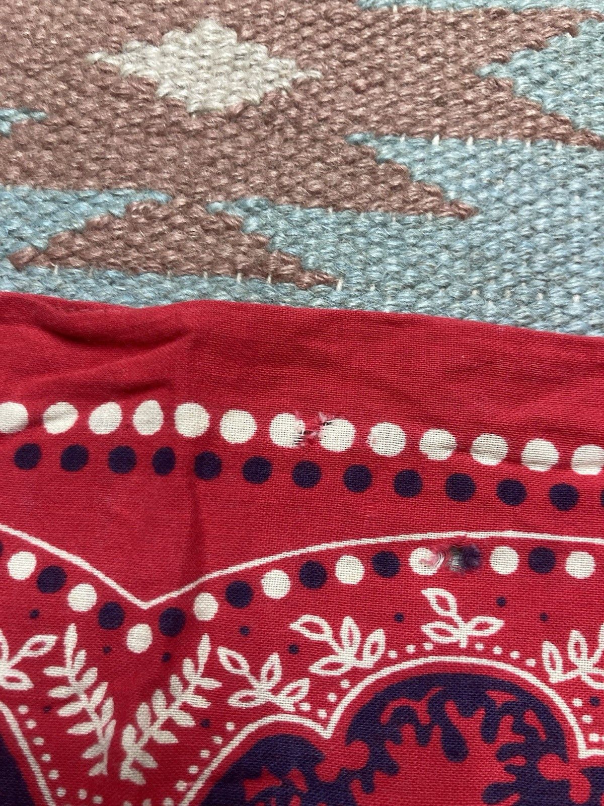 Vintage elephant bandana trunk down handkerchief dots selvedge cowbo Size ONE SIZE - 9 Thumbnail