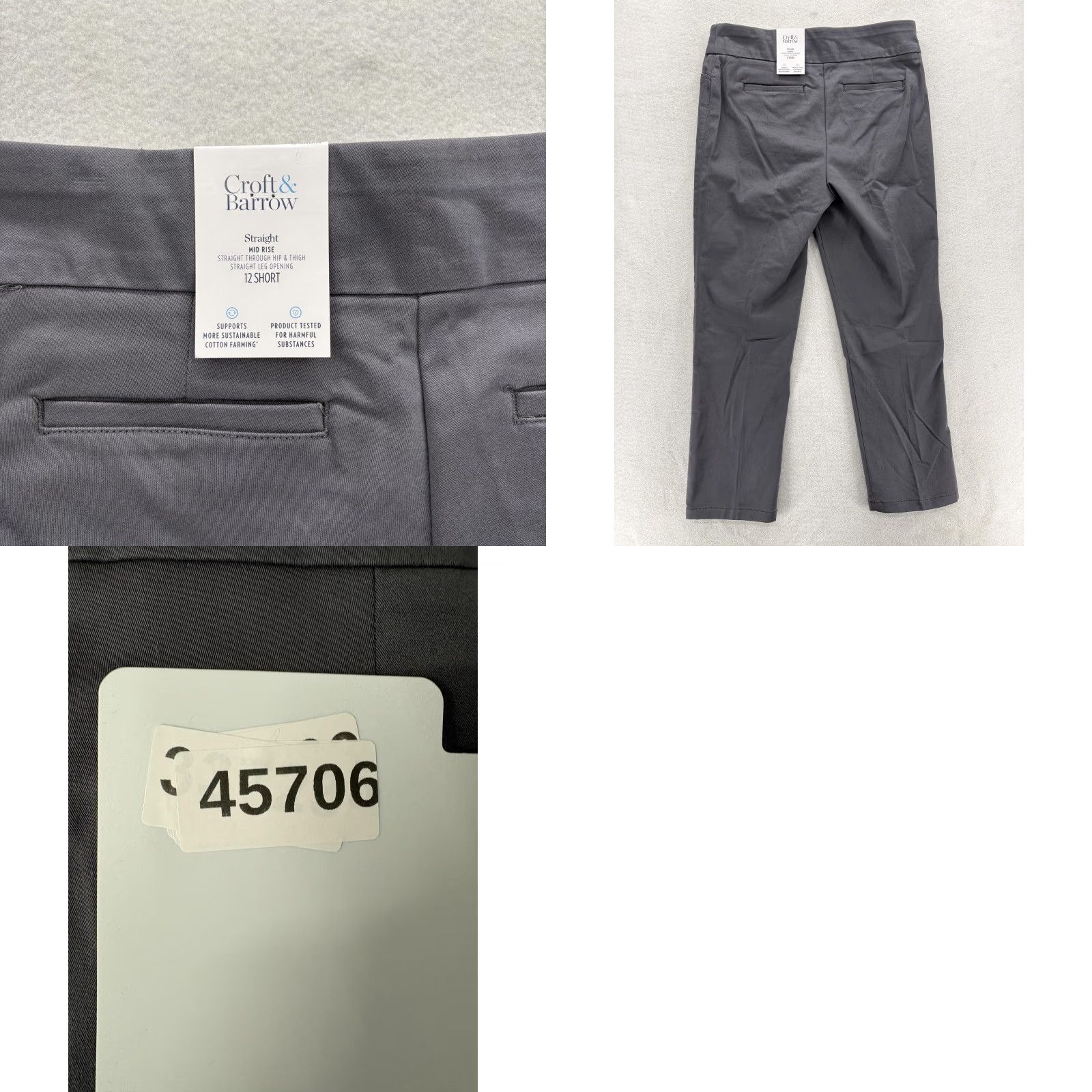Croft & Barrow Croft & Barrow Pants Womens 12 Short Gray Effortless Stretch Straight Comfort Size 34" / US 12 / IT 48 - 9 Thumbnail