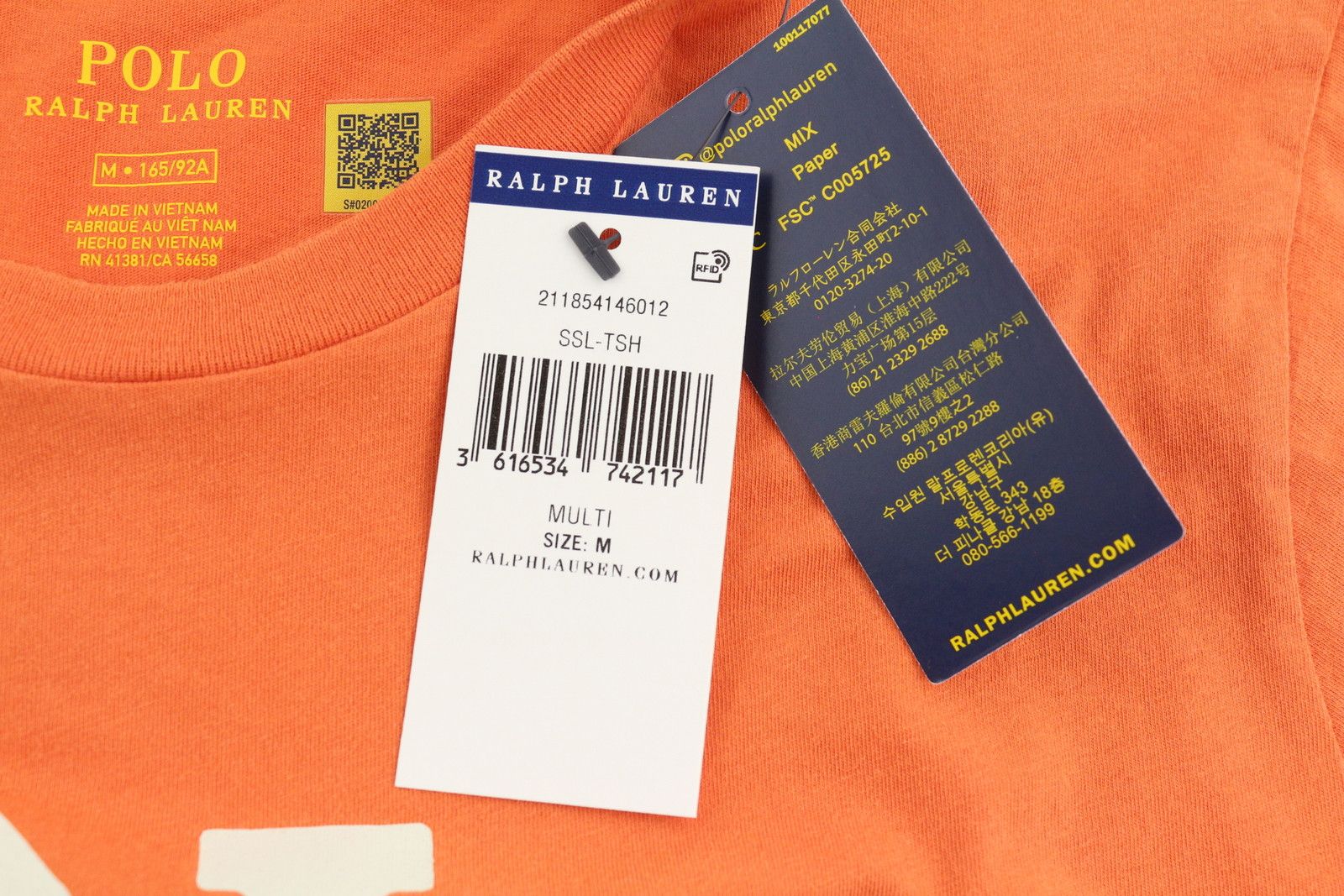 Polo Ralph Lauren M Orange Short Sleeve Crew Neck Tricot T-Shirt 84725 Size M / US 6-8 / IT 42-44 - 5 Thumbnail